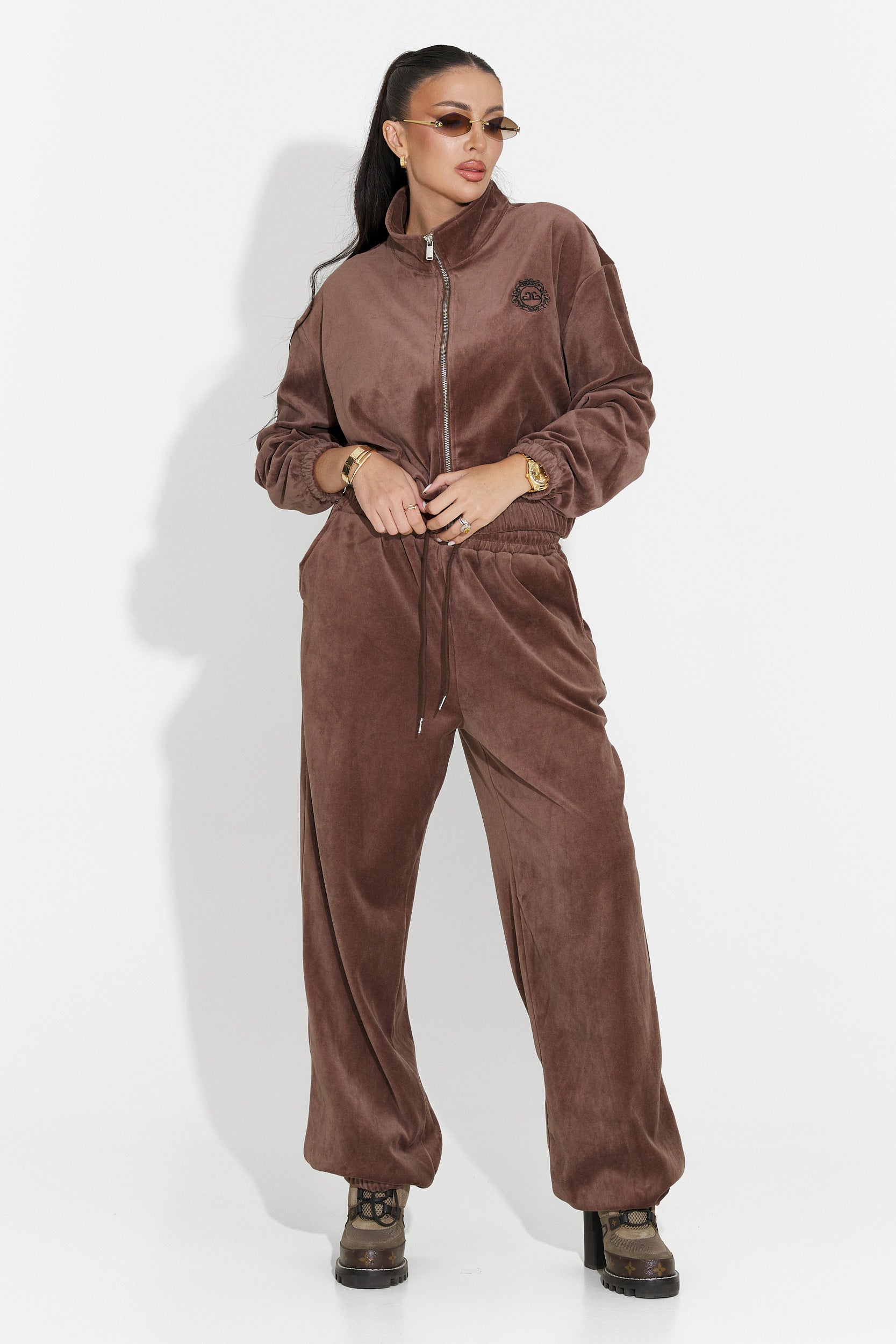 Casual brown women's tracksuit Eidena Bogas