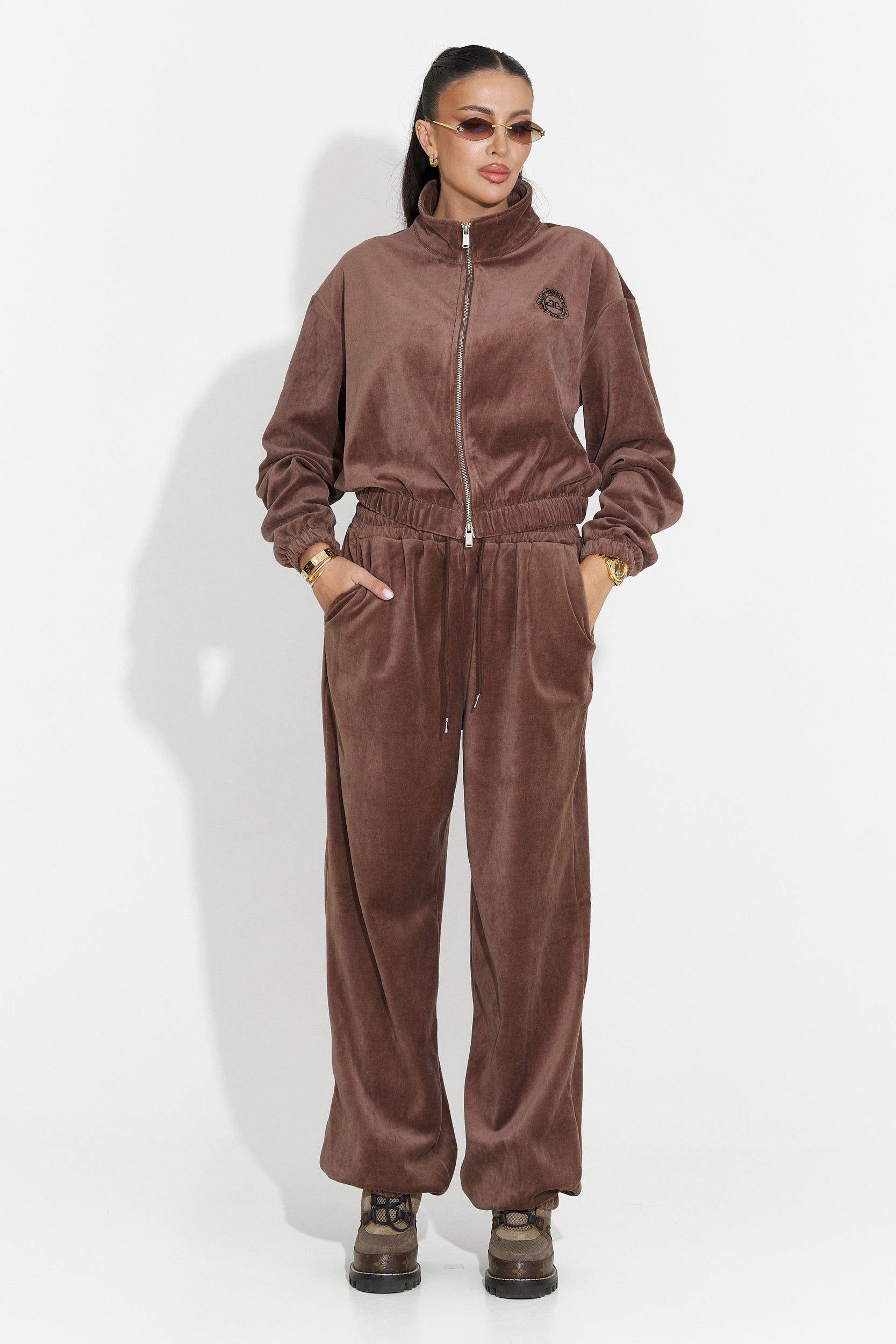 Casual brown women's tracksuit Eidena Bogas