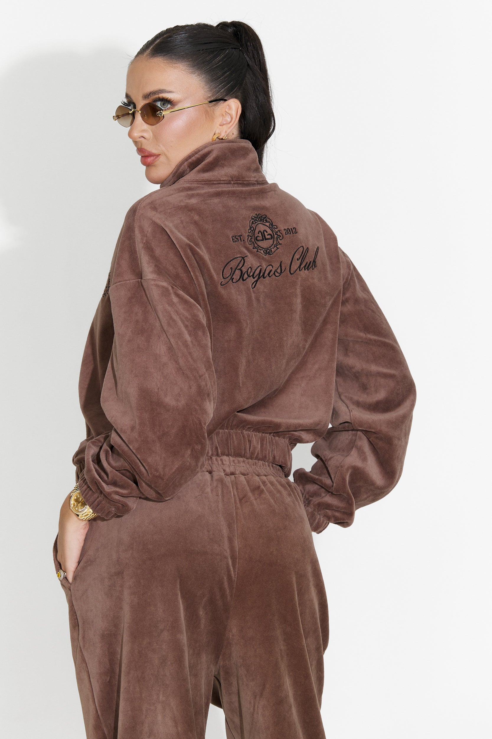 Casual brown women's tracksuit Eidena Bogas