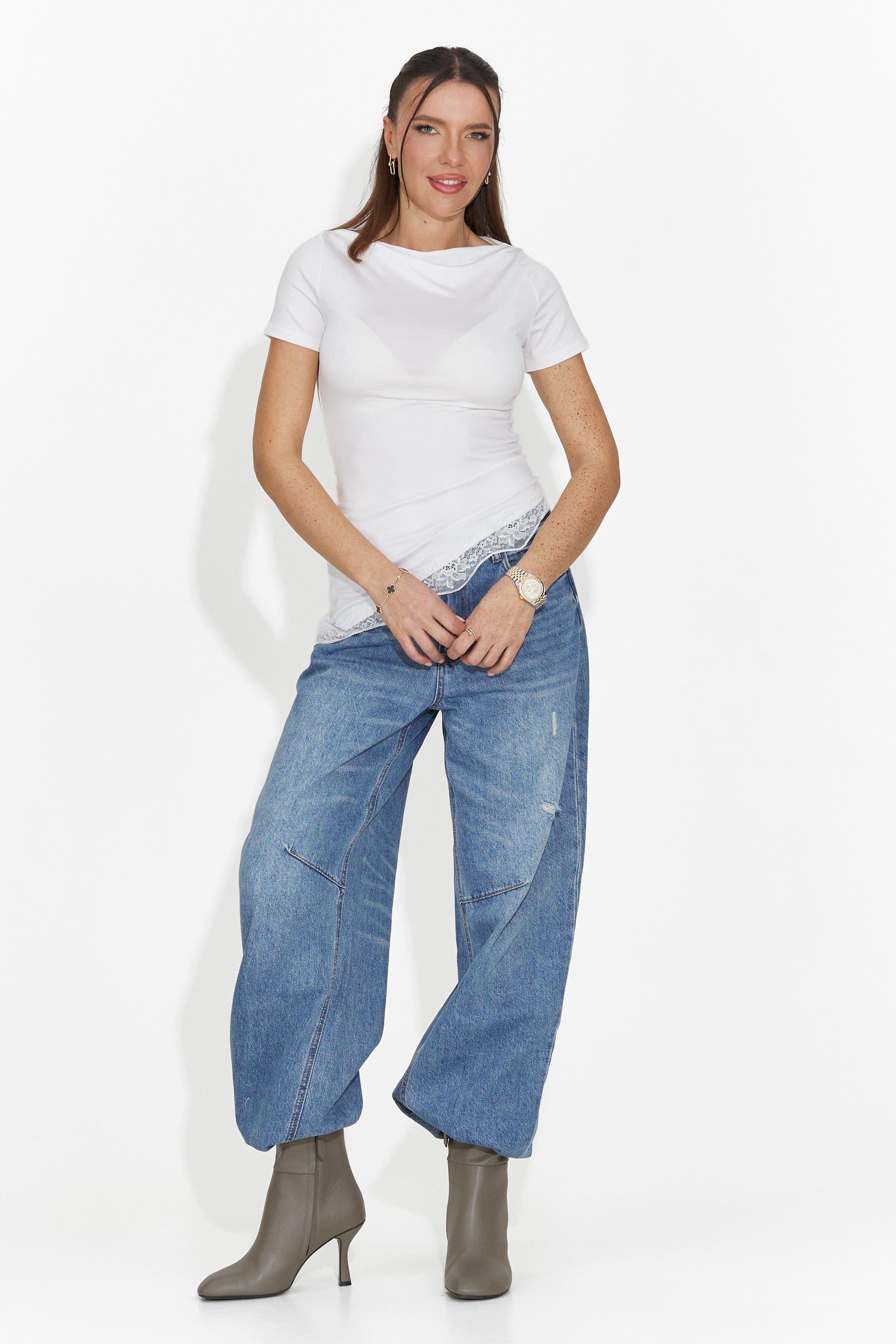 Tricou dama casual alb Arkania Bogas
