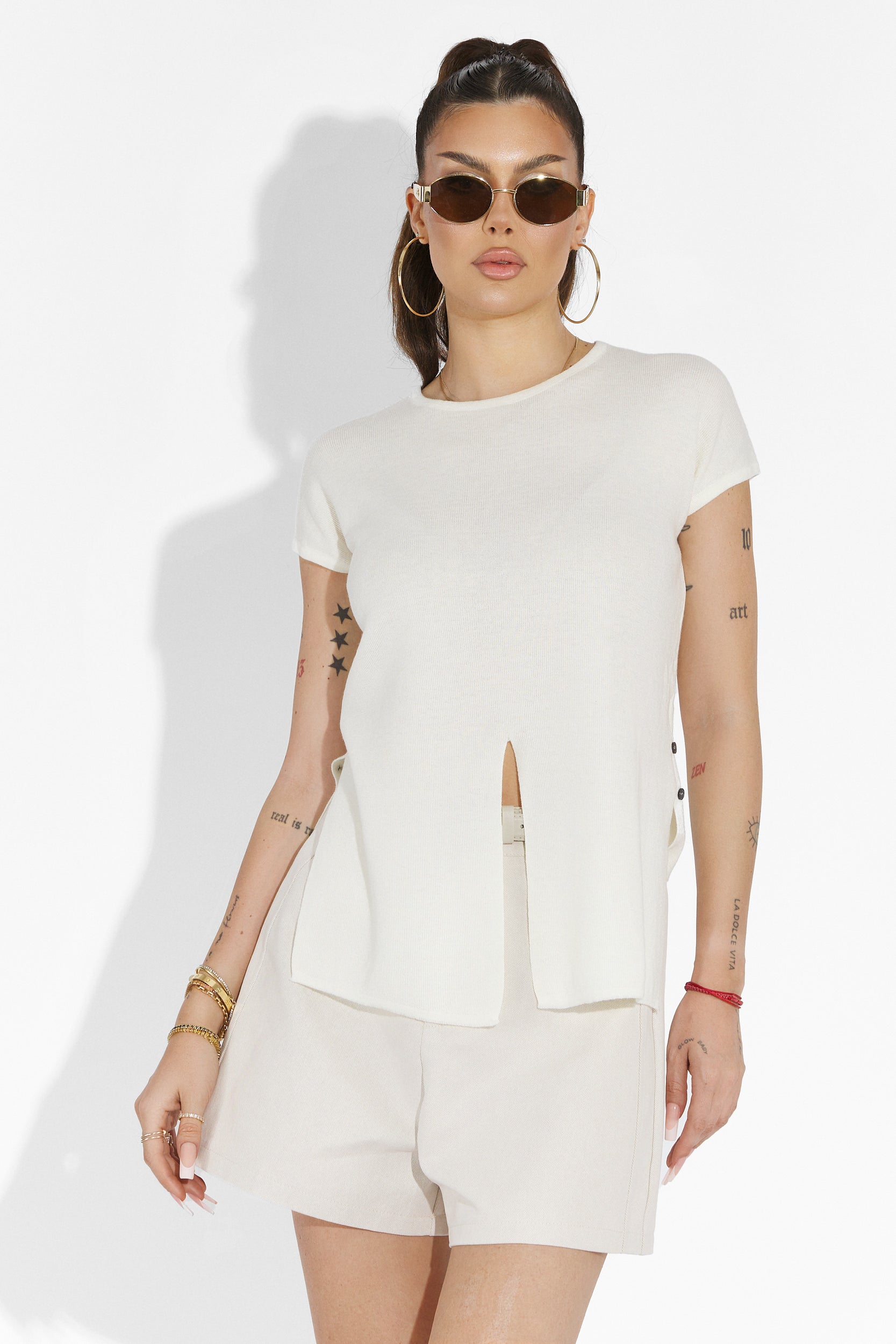 Denisha Bogas White Casual Ladies T-Shirt