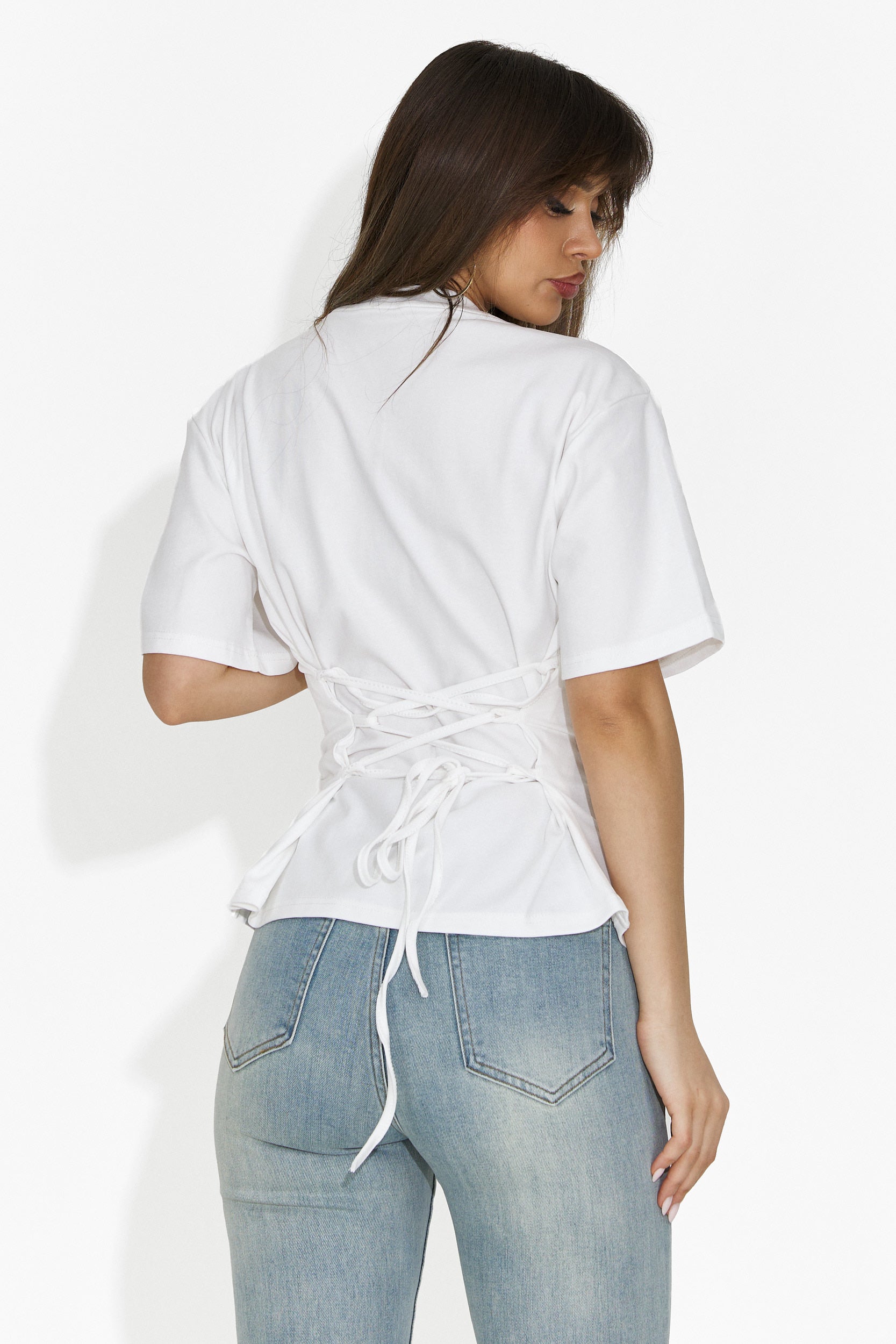 Tricou dama casual alb Latrice Bogas