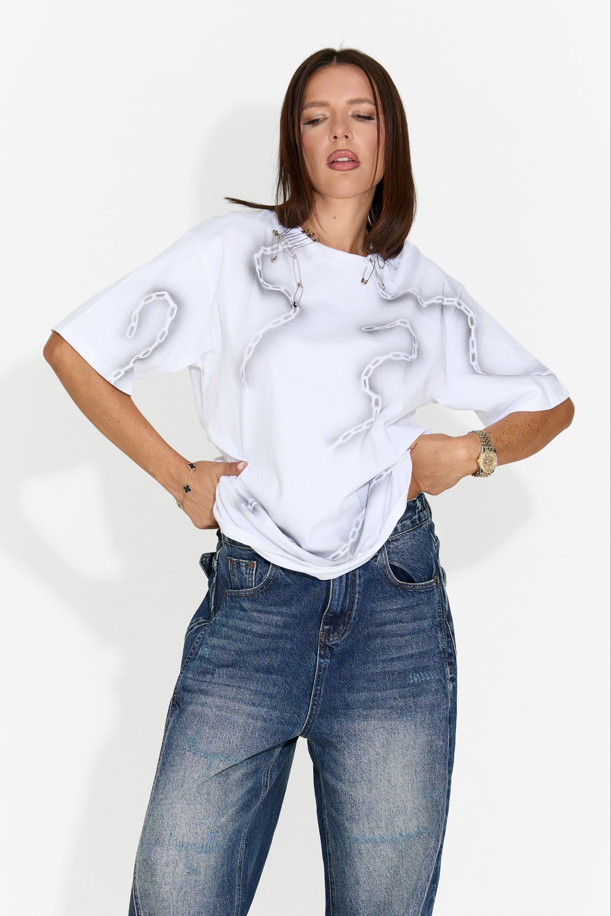 Tricou dama casual alb Rougha Bogas