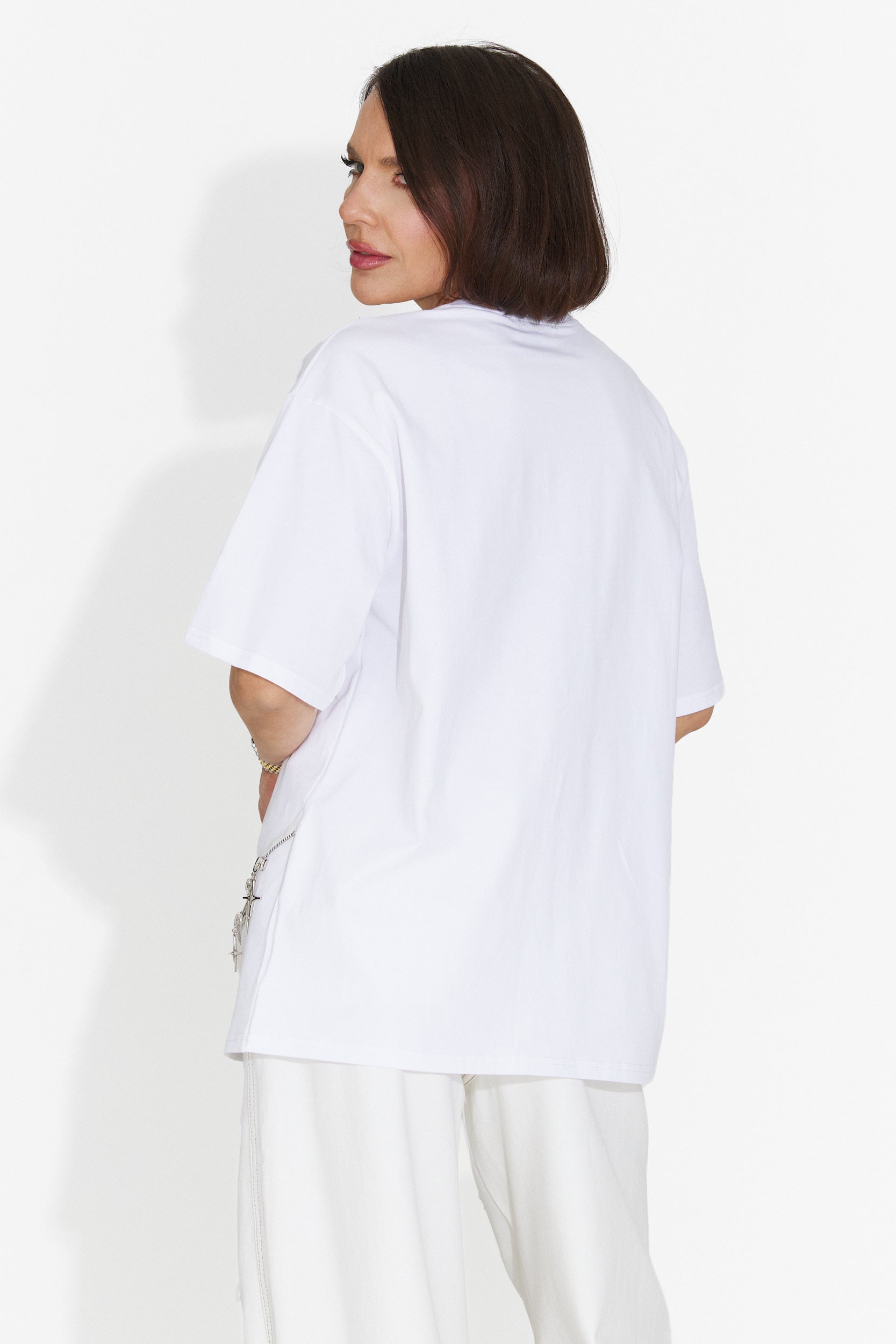 Tricou dama casual alb Rufles Bogas