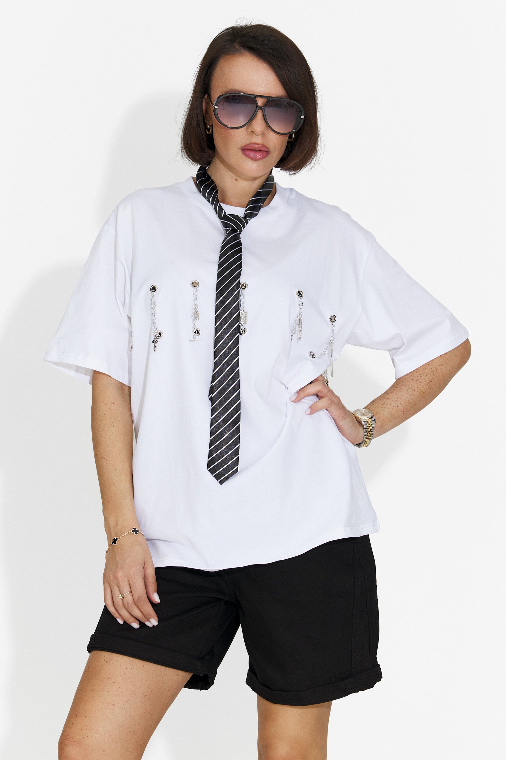 Tricou dama casual alb Wisteria Bogas
