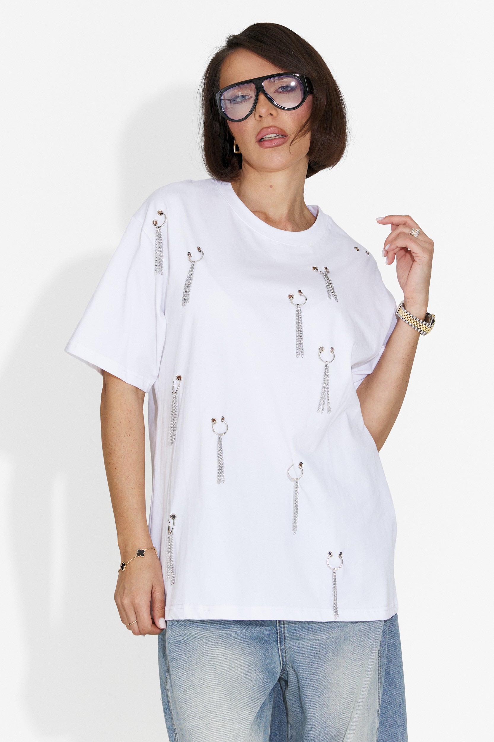 Tricou dama casual alb Zinia Bogas