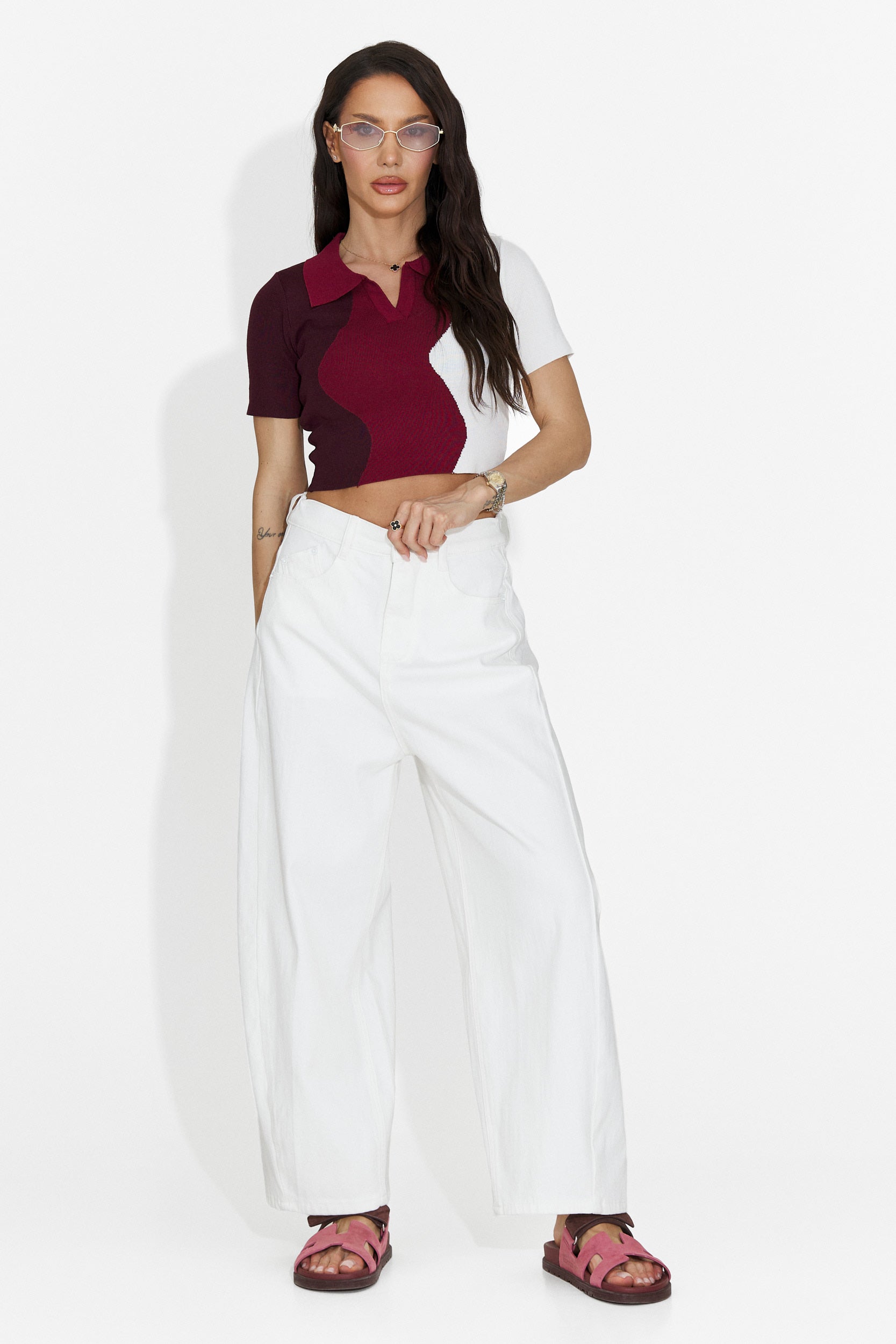 Tricou dama casual burgundy Oniana Bogas