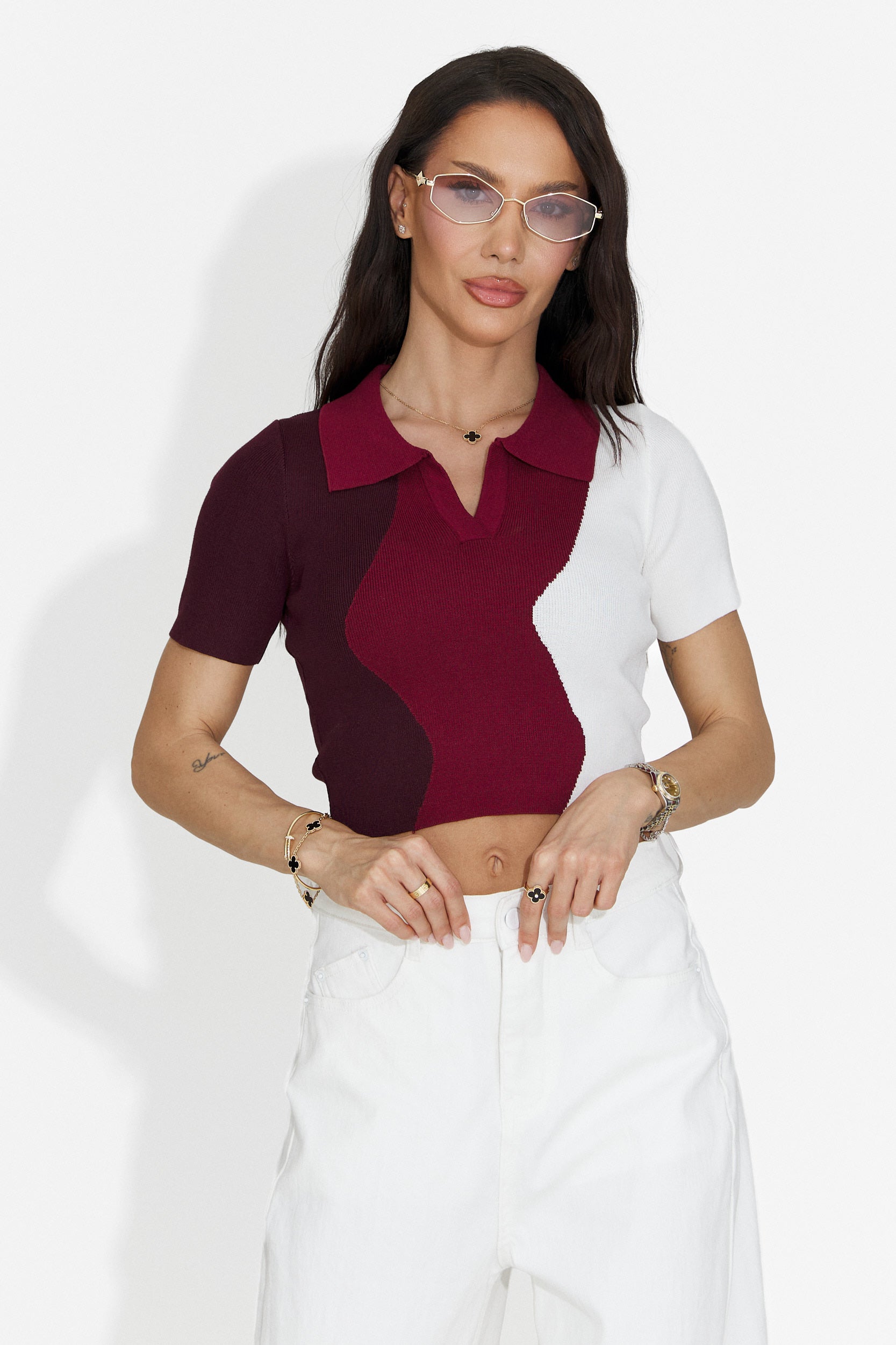 Tricou dama casual burgundy Oniana Bogas
