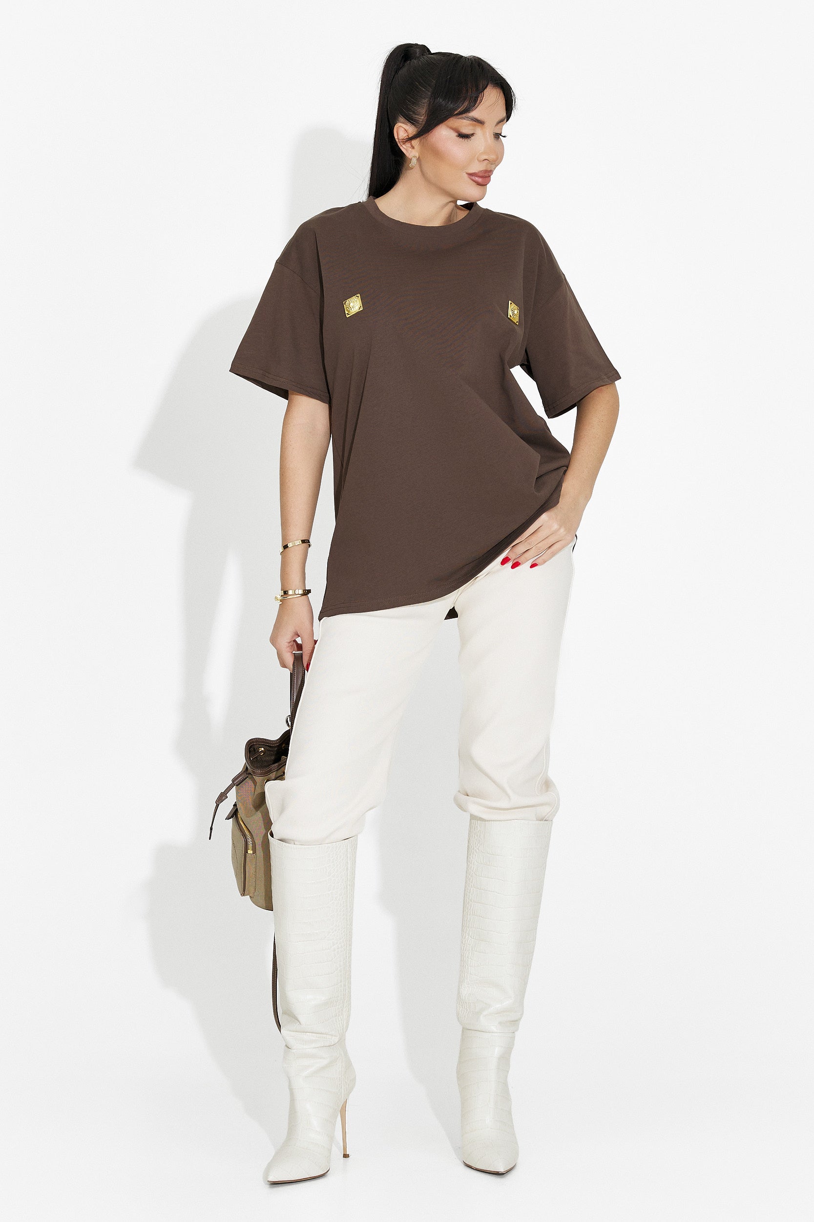 Women's casual brown T-shirt Lunesa Bogas