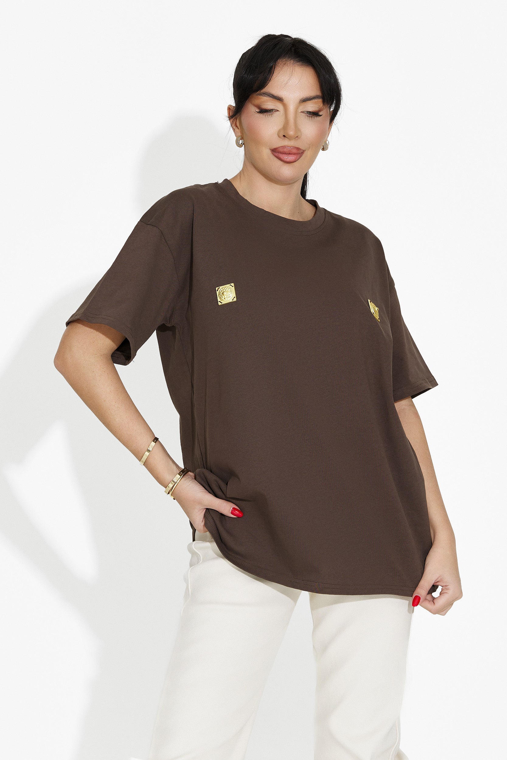 Women's casual brown T-shirt Lunesa Bogas