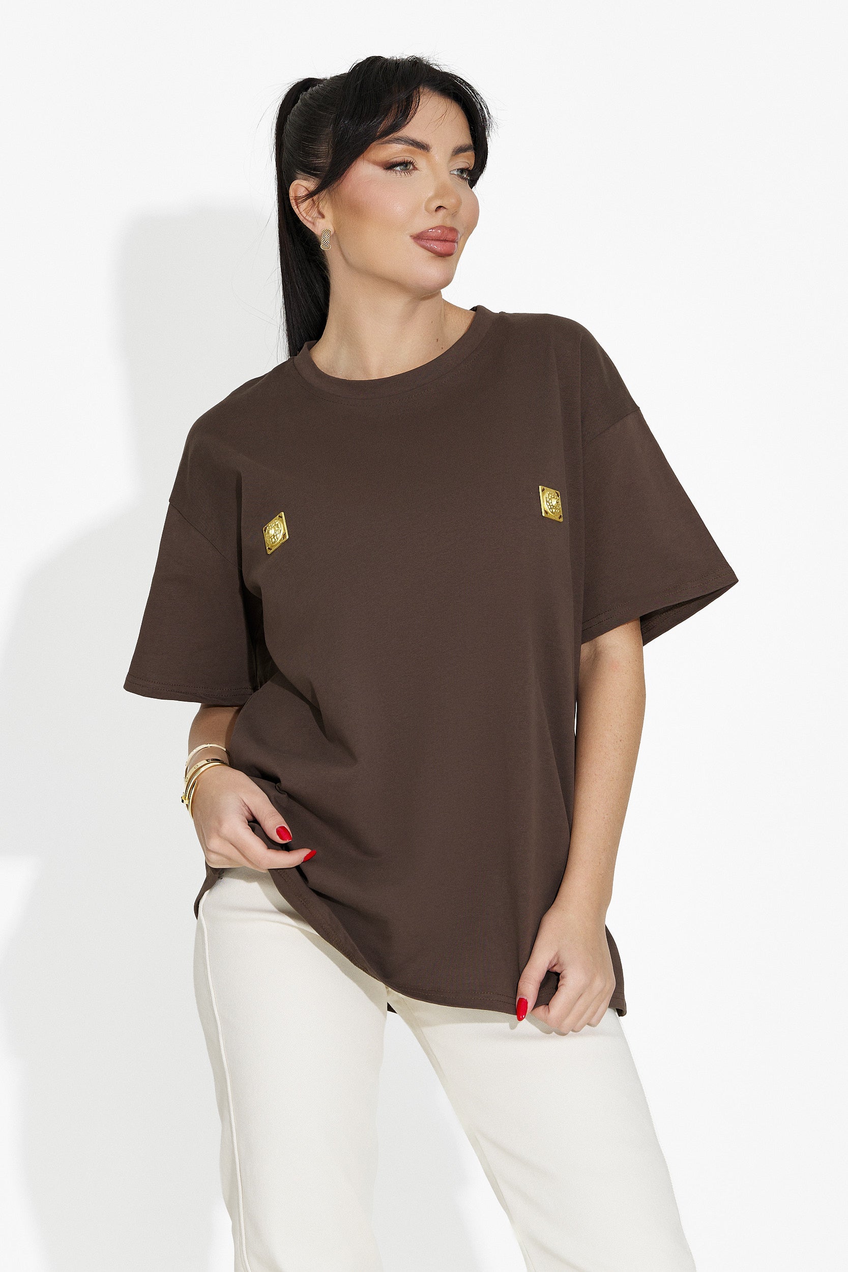 Women's casual brown T-shirt Lunesa Bogas