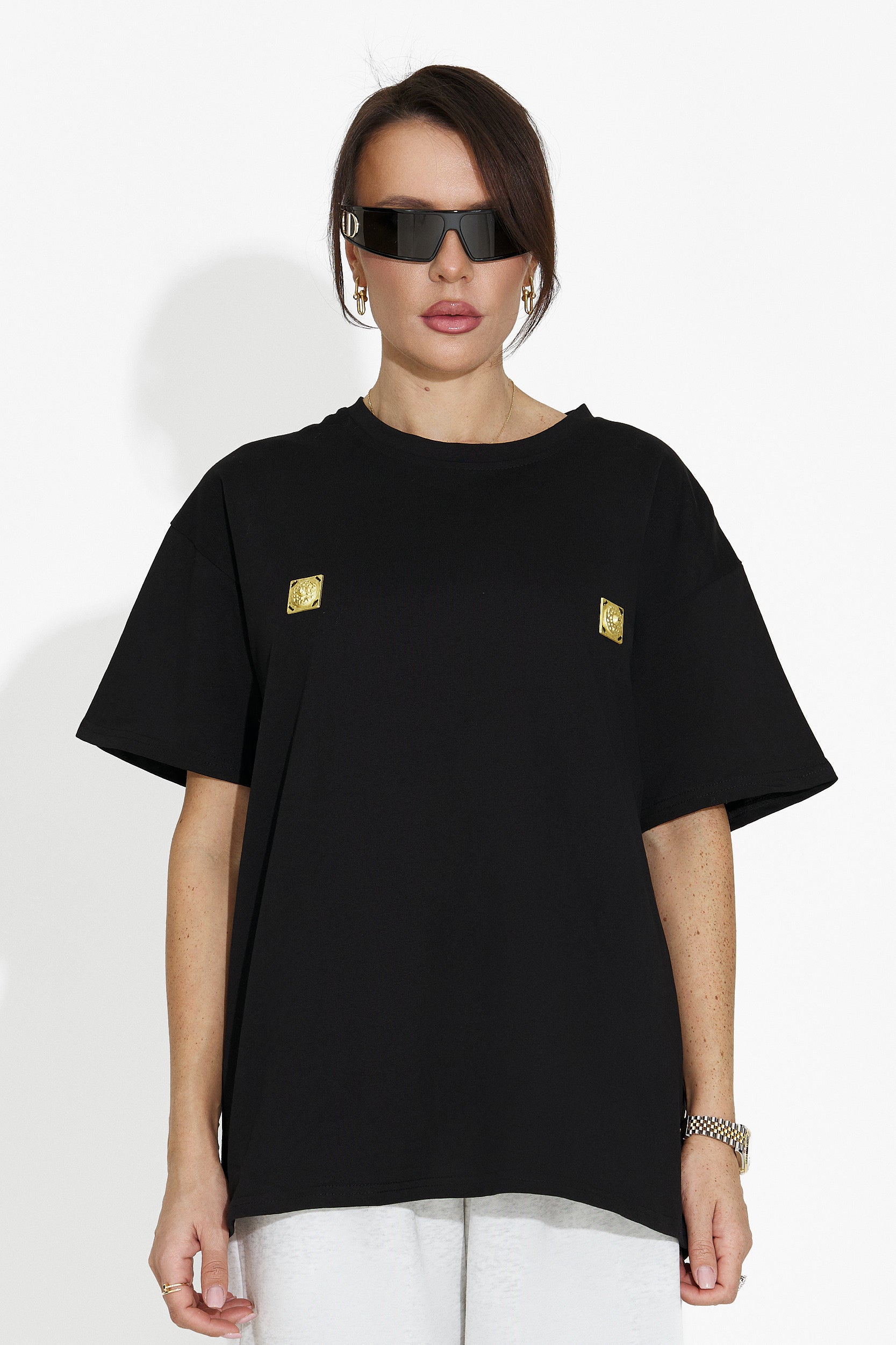 Women's casual black t-shirt Lunesa Bogas