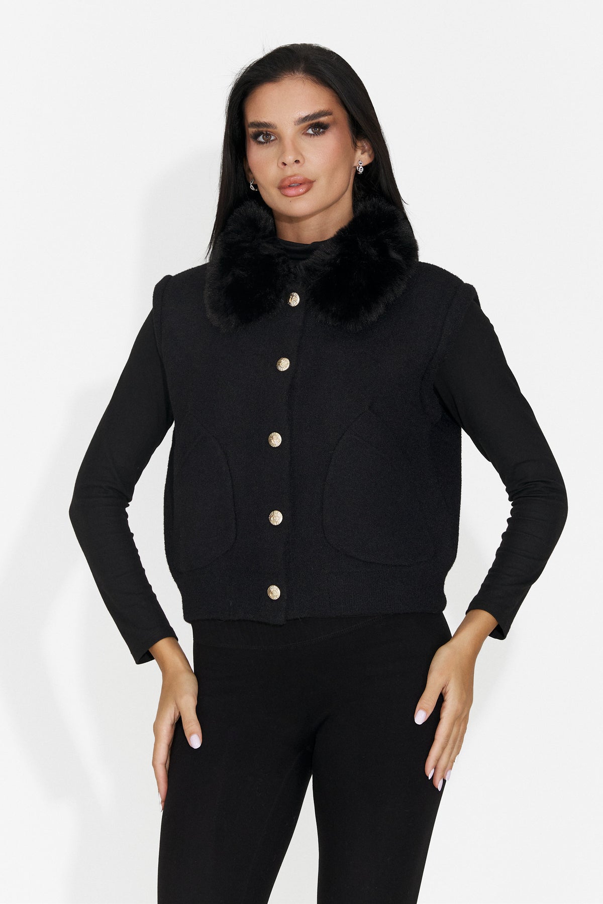 Vesta casual neagra Chocesia Bogas