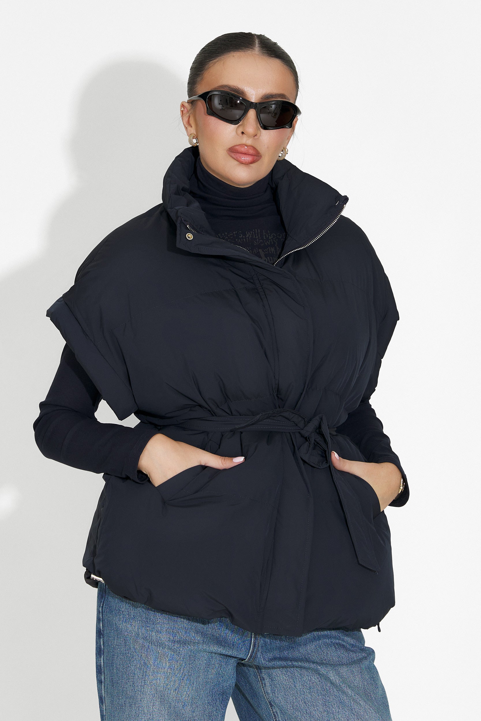 Vesta dama casual bleumarin Denoria Bogas