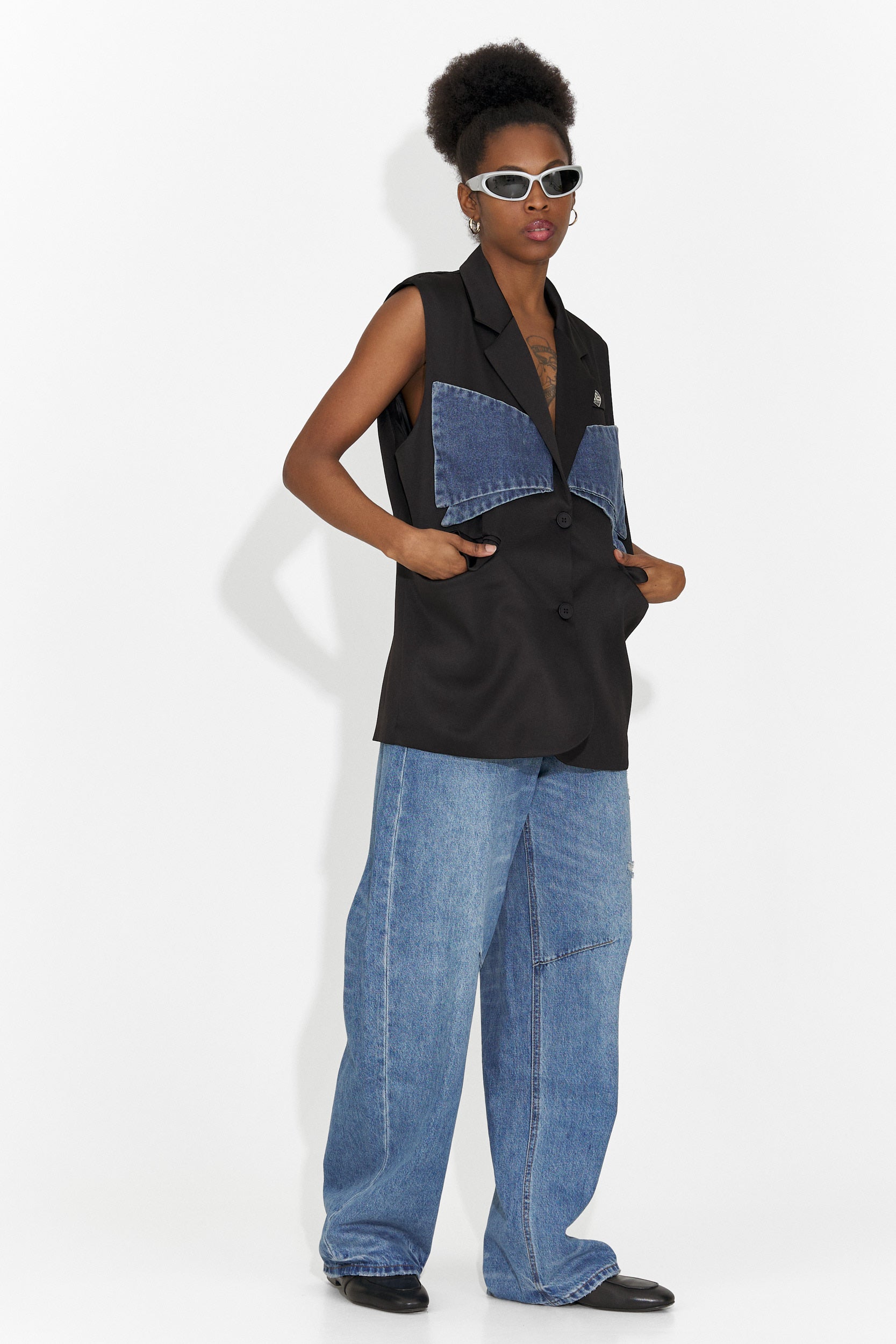 Vesta dama casual neagra Petria Bogas