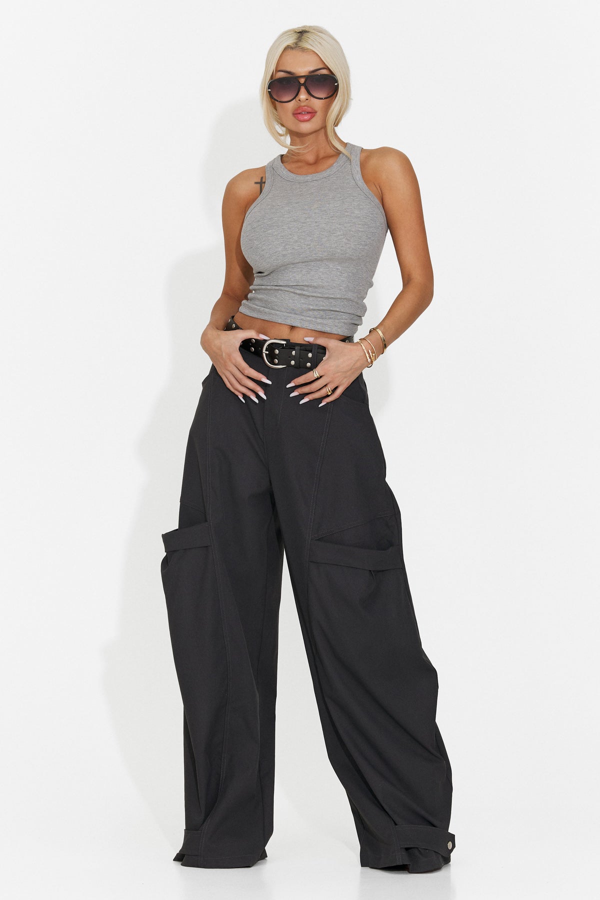 Pantaloni dama casual gri inchis Orary Bogas
