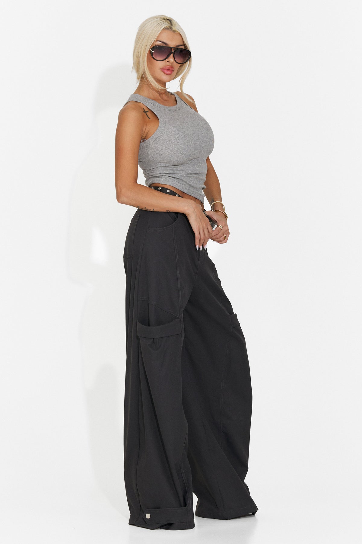 Pantaloni dama casual gri inchis Orary Bogas