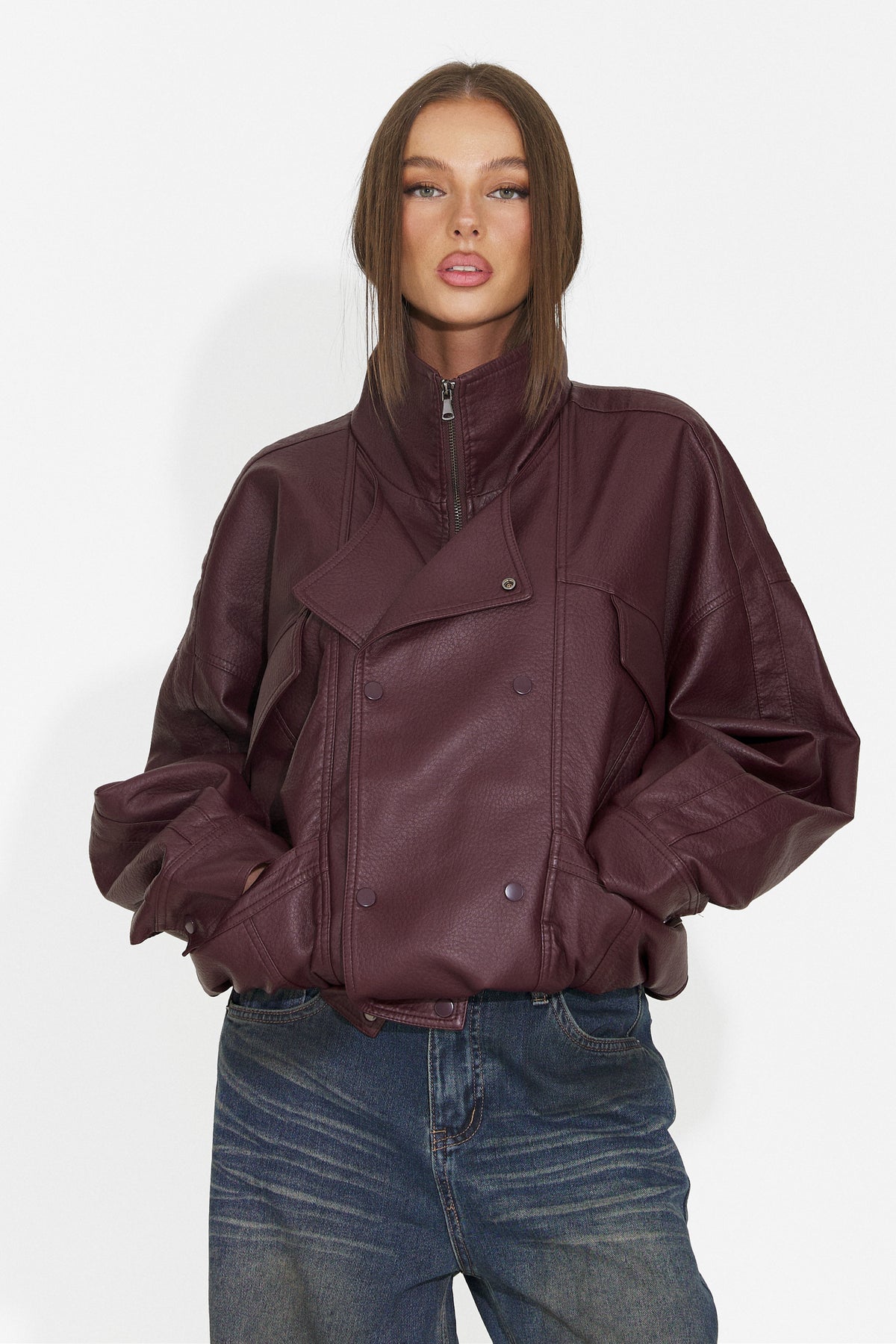 Geaca dama casual burgundy Nadyesia Bogas