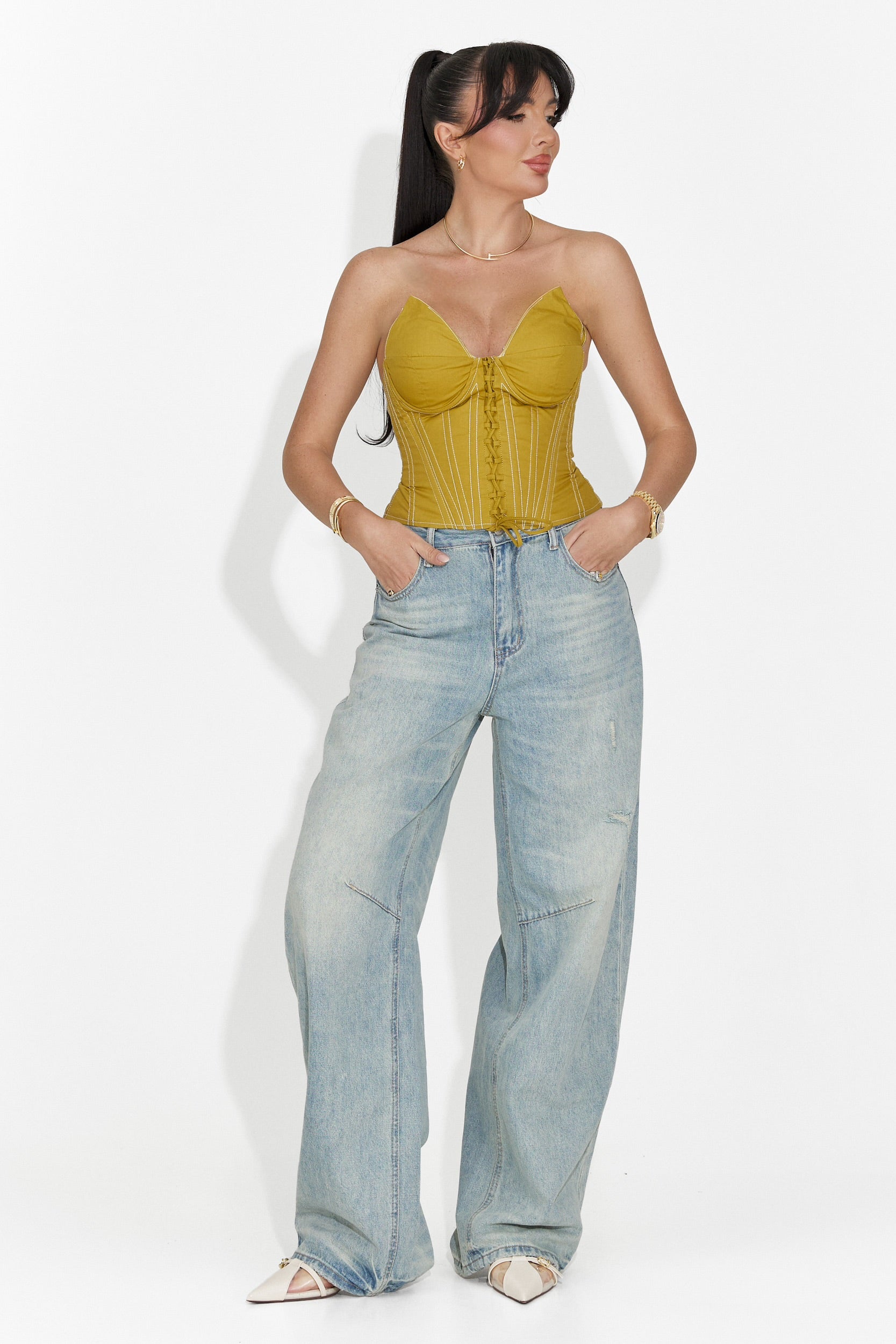 Corset dama elegant kaki Karisa Bogas