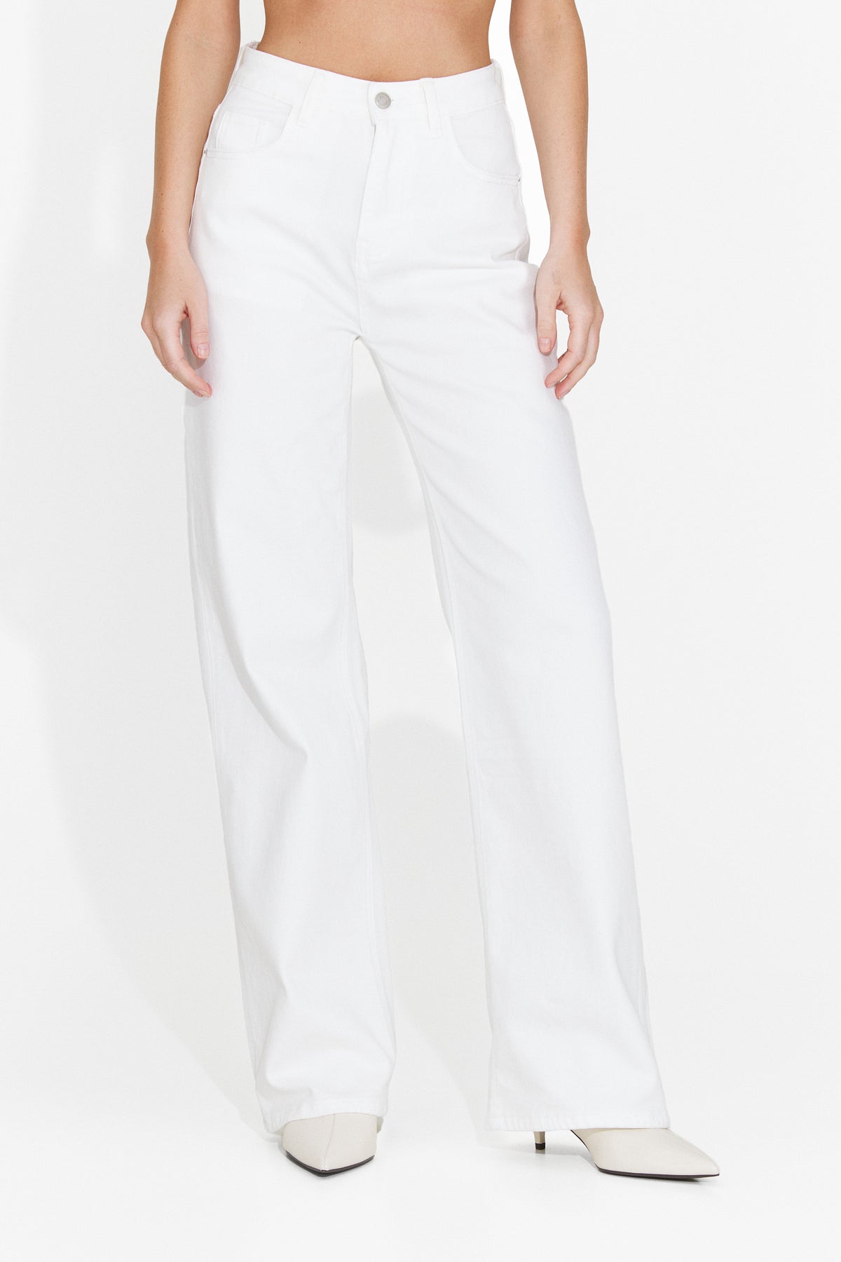 Blugi casual albi Drysroiza Bogas, imaginea 4 din 8