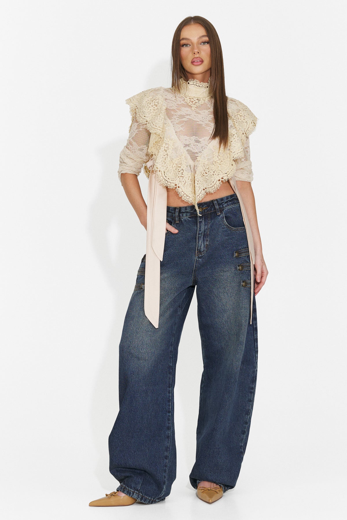 Blugi casual bleu Tasina Bogas, imaginea 1 din 8