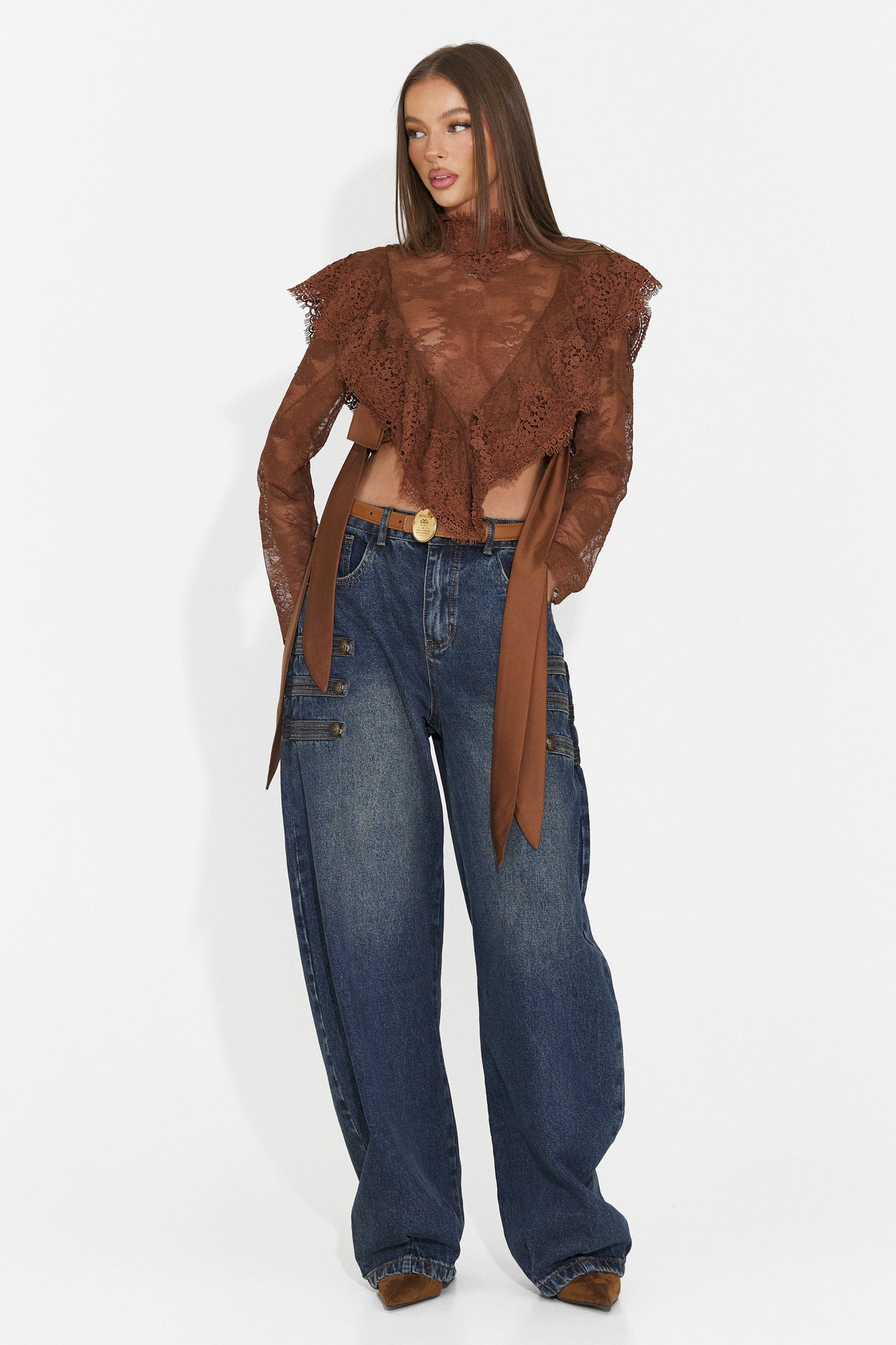 Blugi casual bleu Tasina Bogas, imaginea 5 din 8