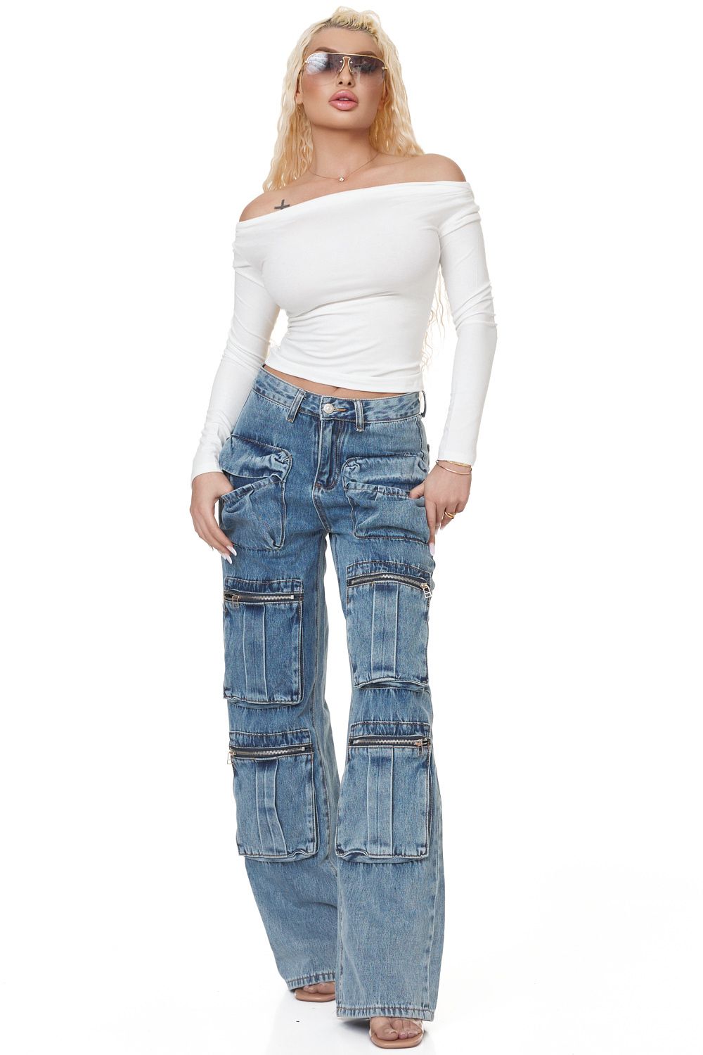 Blugi dama casual albastri Alevezia Bogas