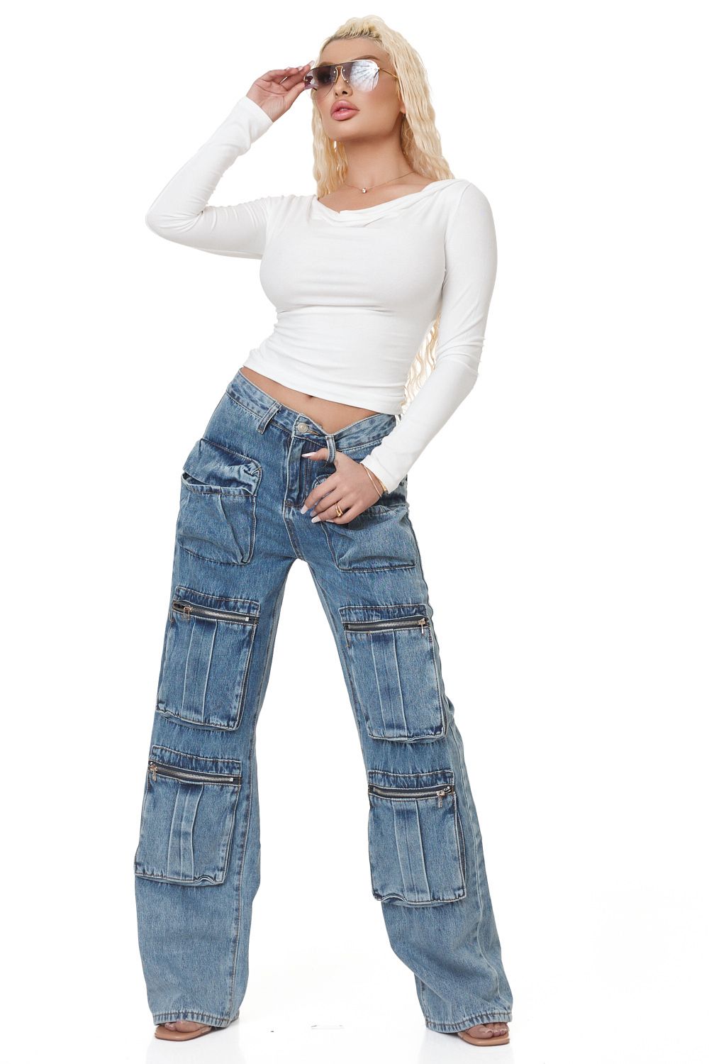 Blugi dama casual albastri Alevezia Bogas