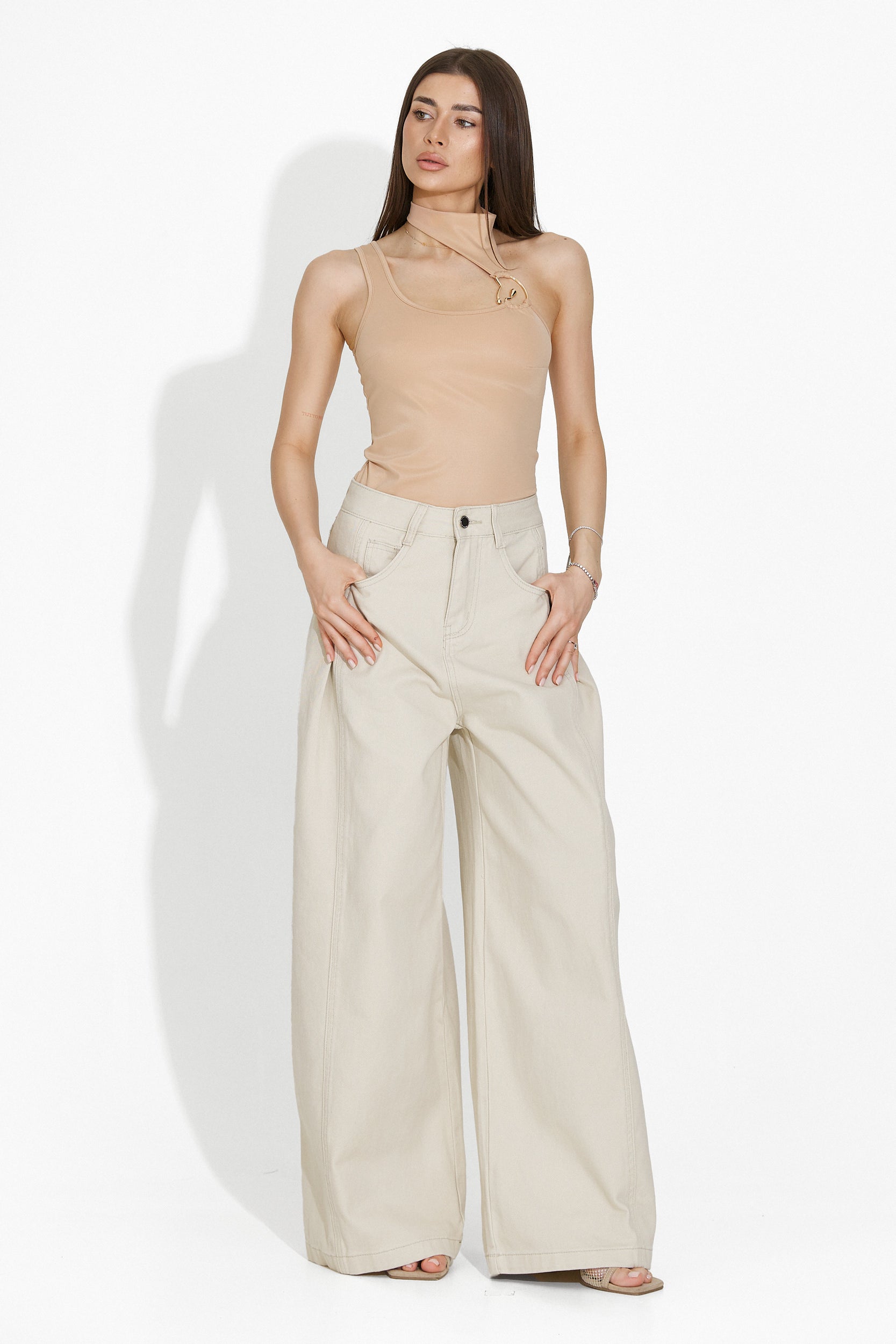 Blugi dama casual bej Cherise Bogas