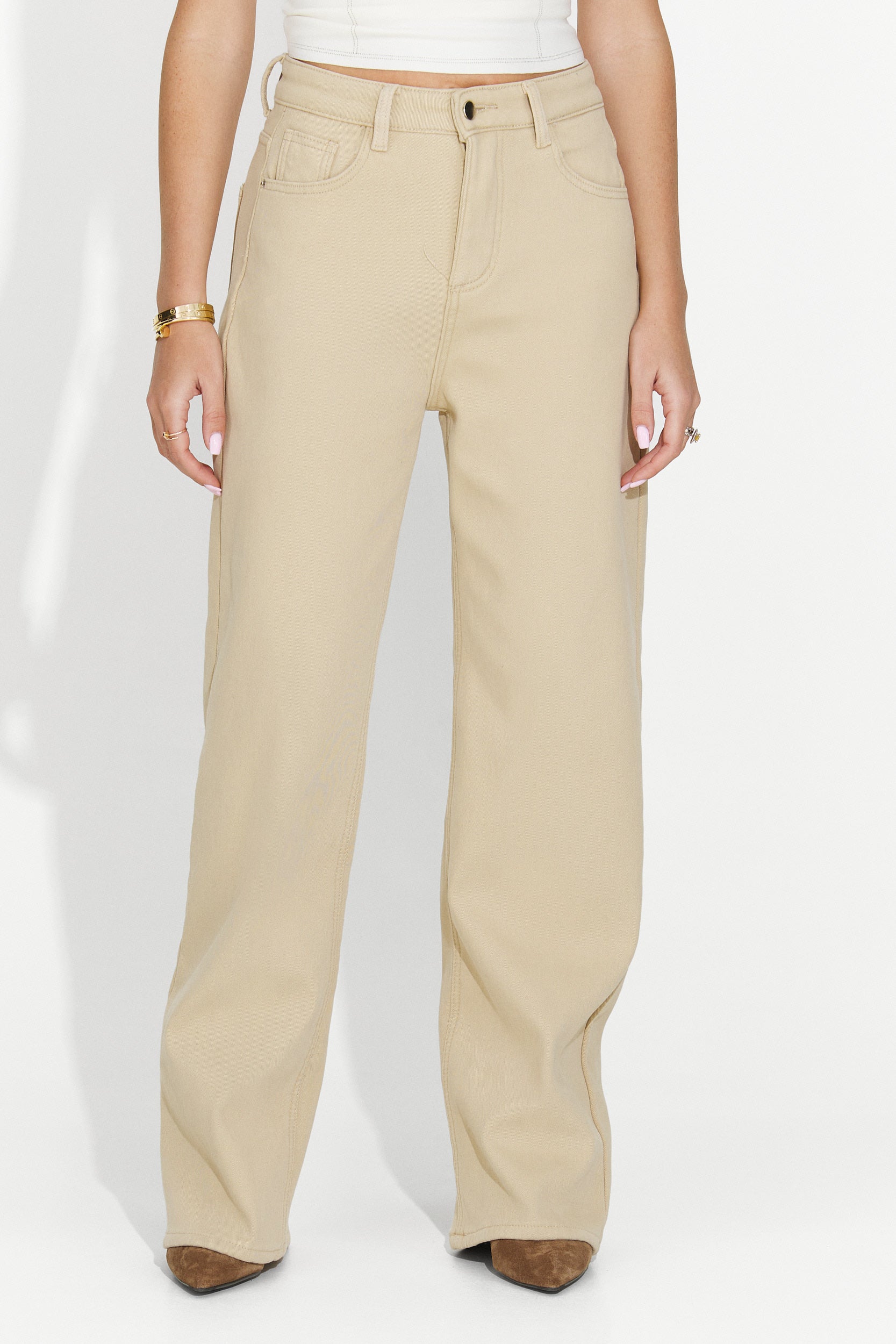 Casual beige women's jeans Hetie Bogas