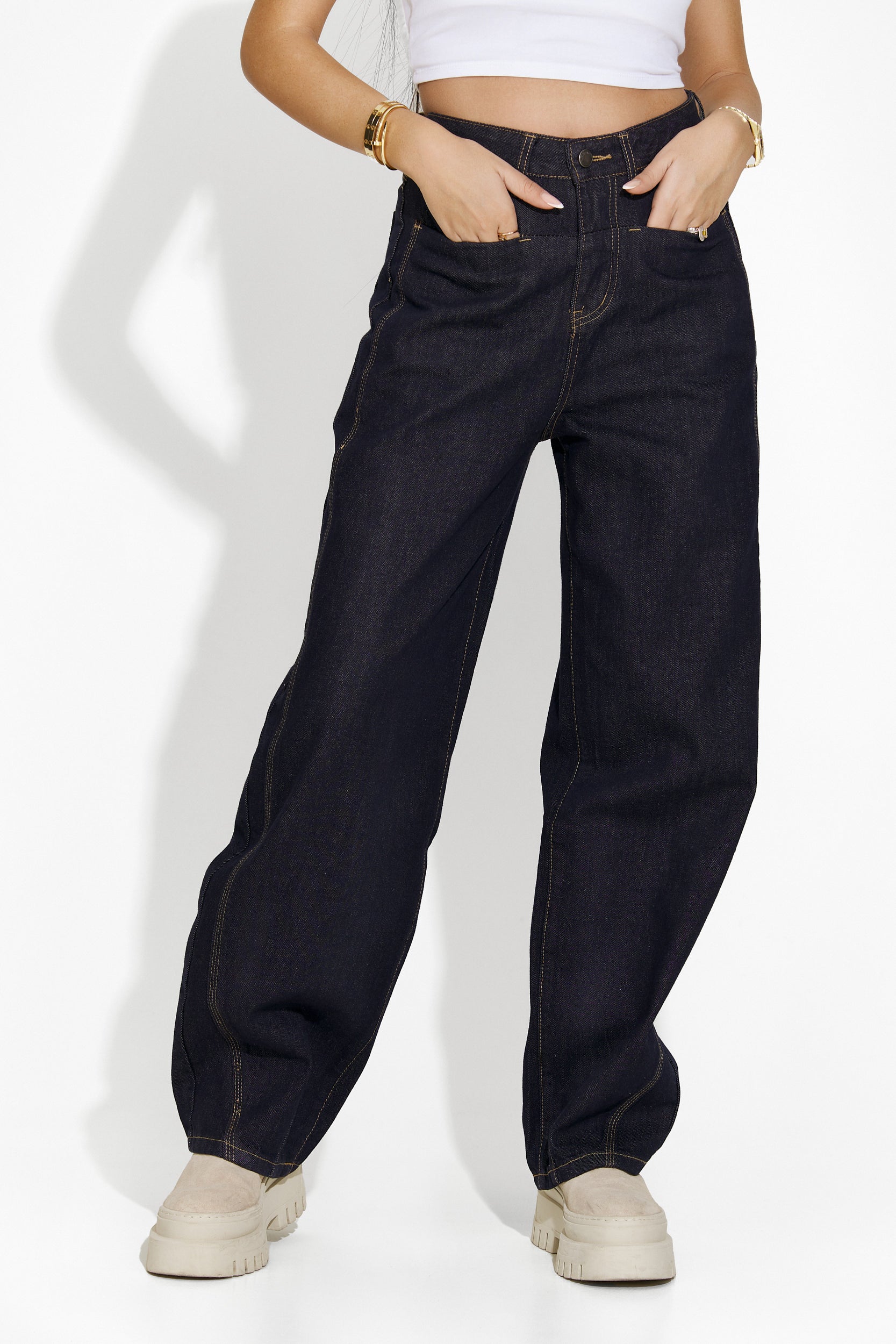 Jacklyn Bogas navy blue women's casual jeans