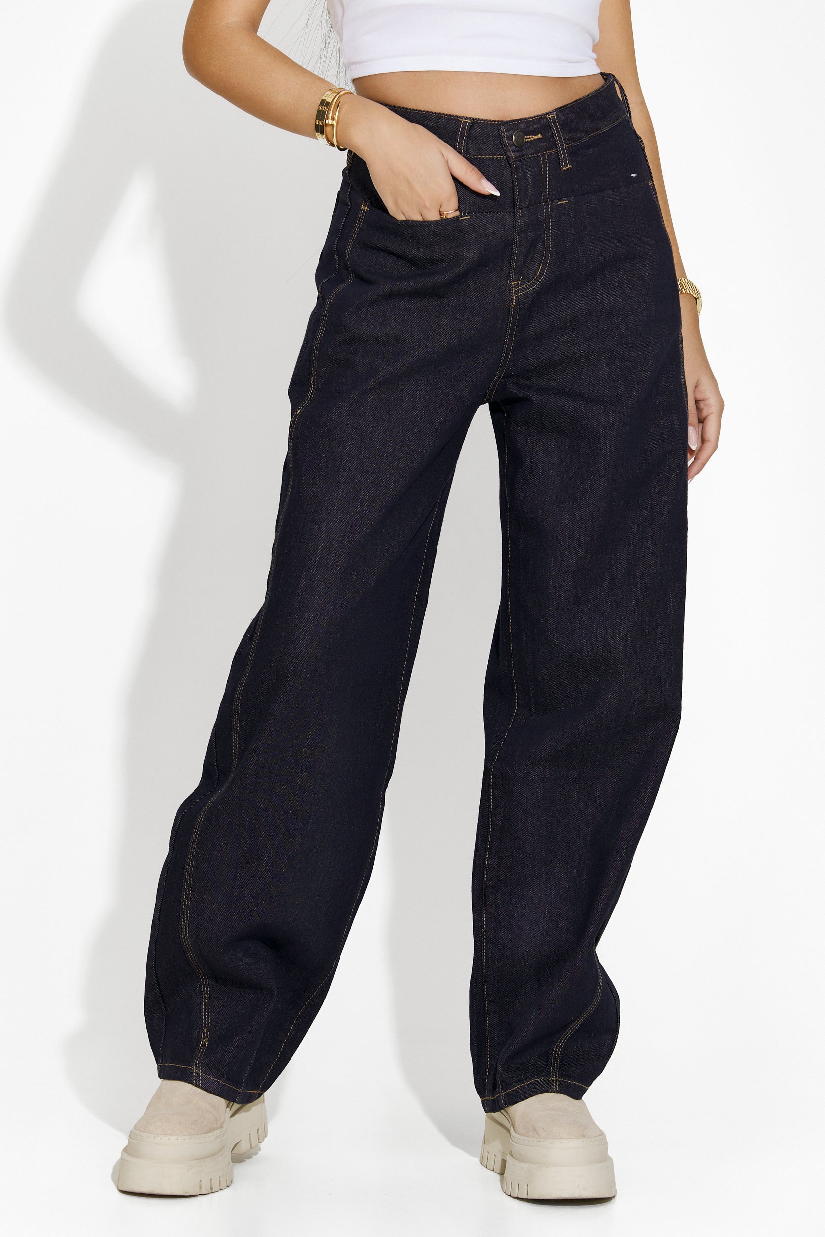 Jacklyn Bogas navy blue women's casual jeans