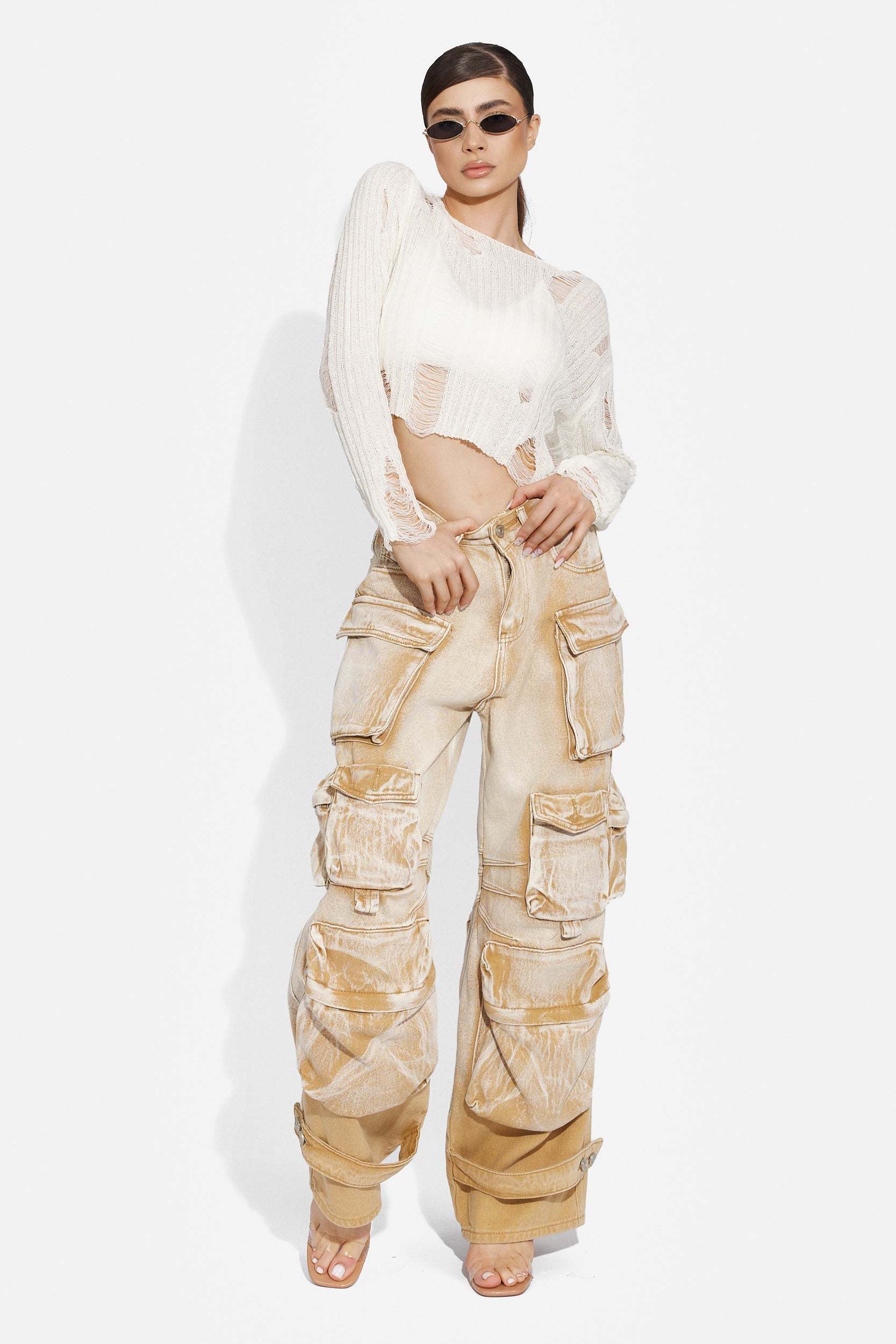 Blugi dama casual maro Cargo Bogas