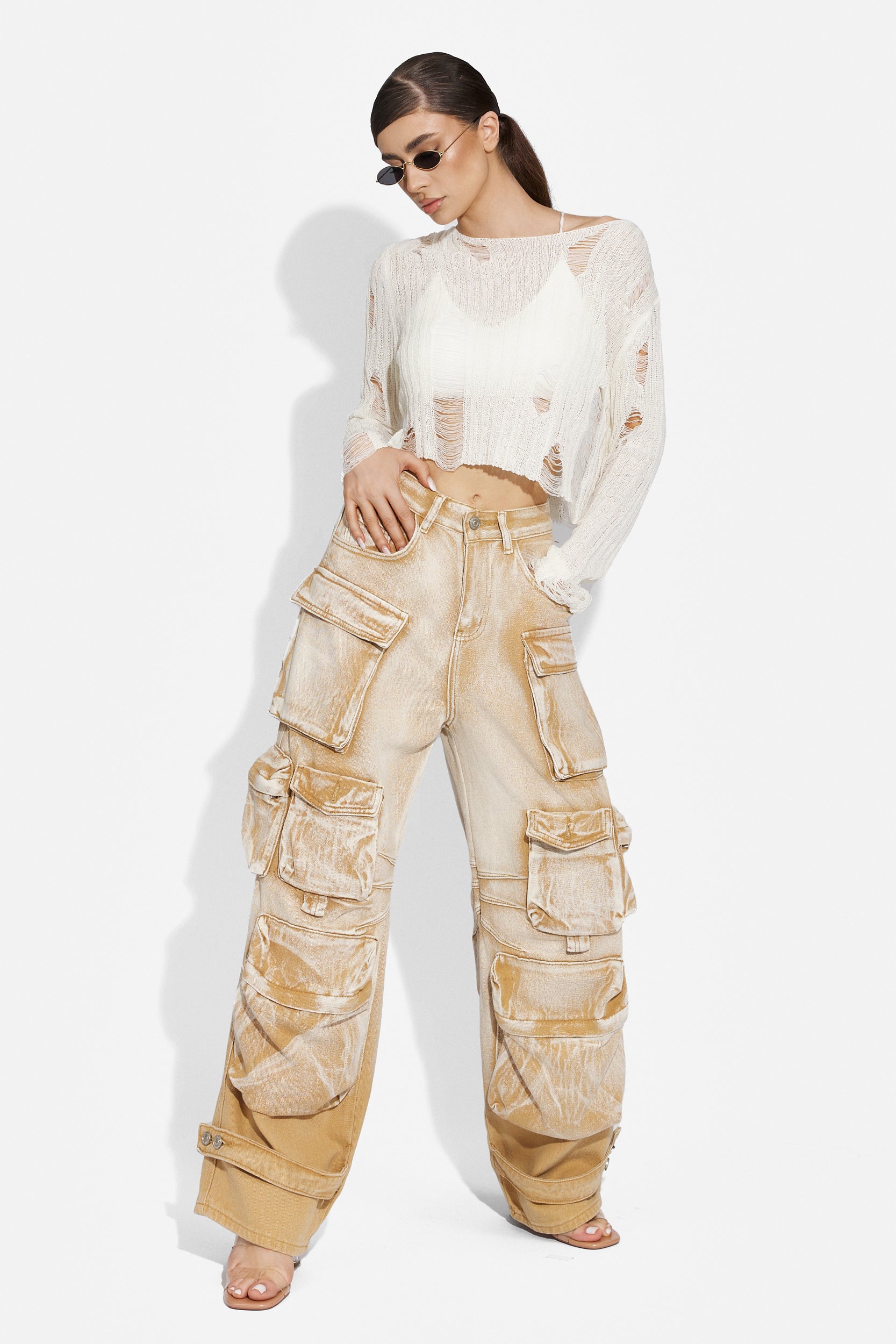 Blugi dama casual maro Cargo Bogas
