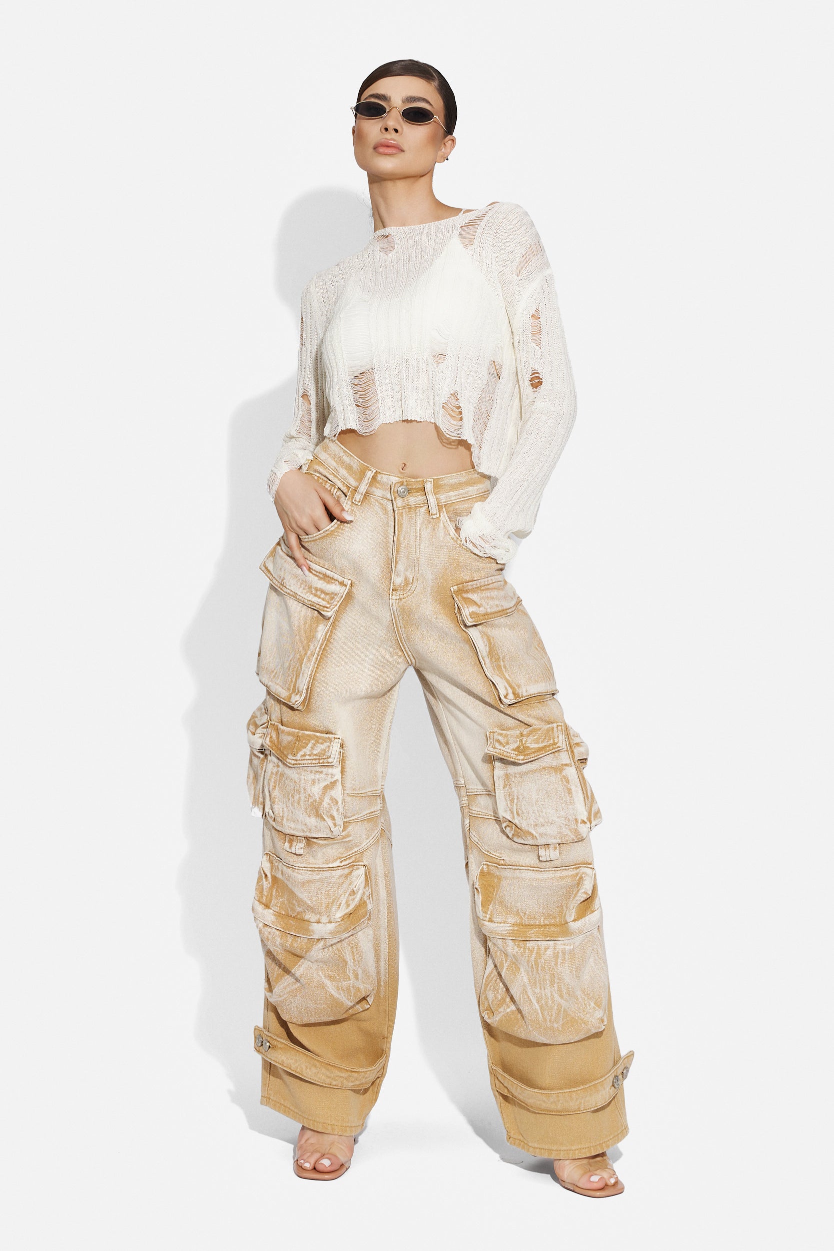 Blugi dama casual maro Cargo Bogas