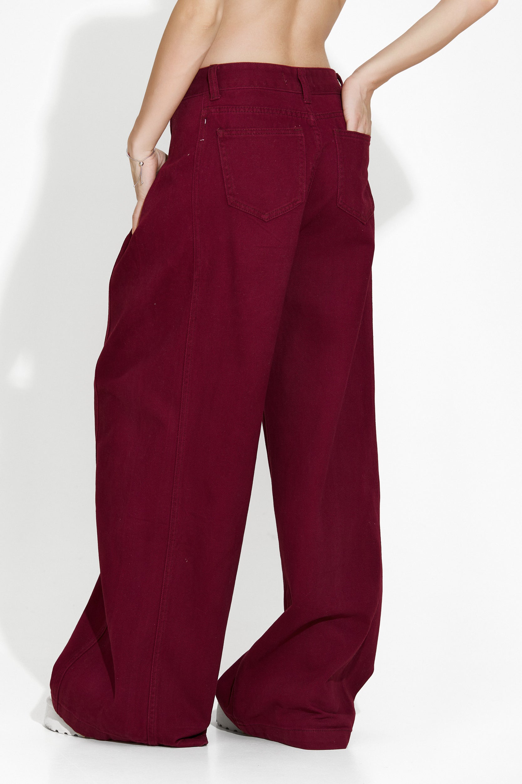 Cherise Bogas women's casual burgundy jeans