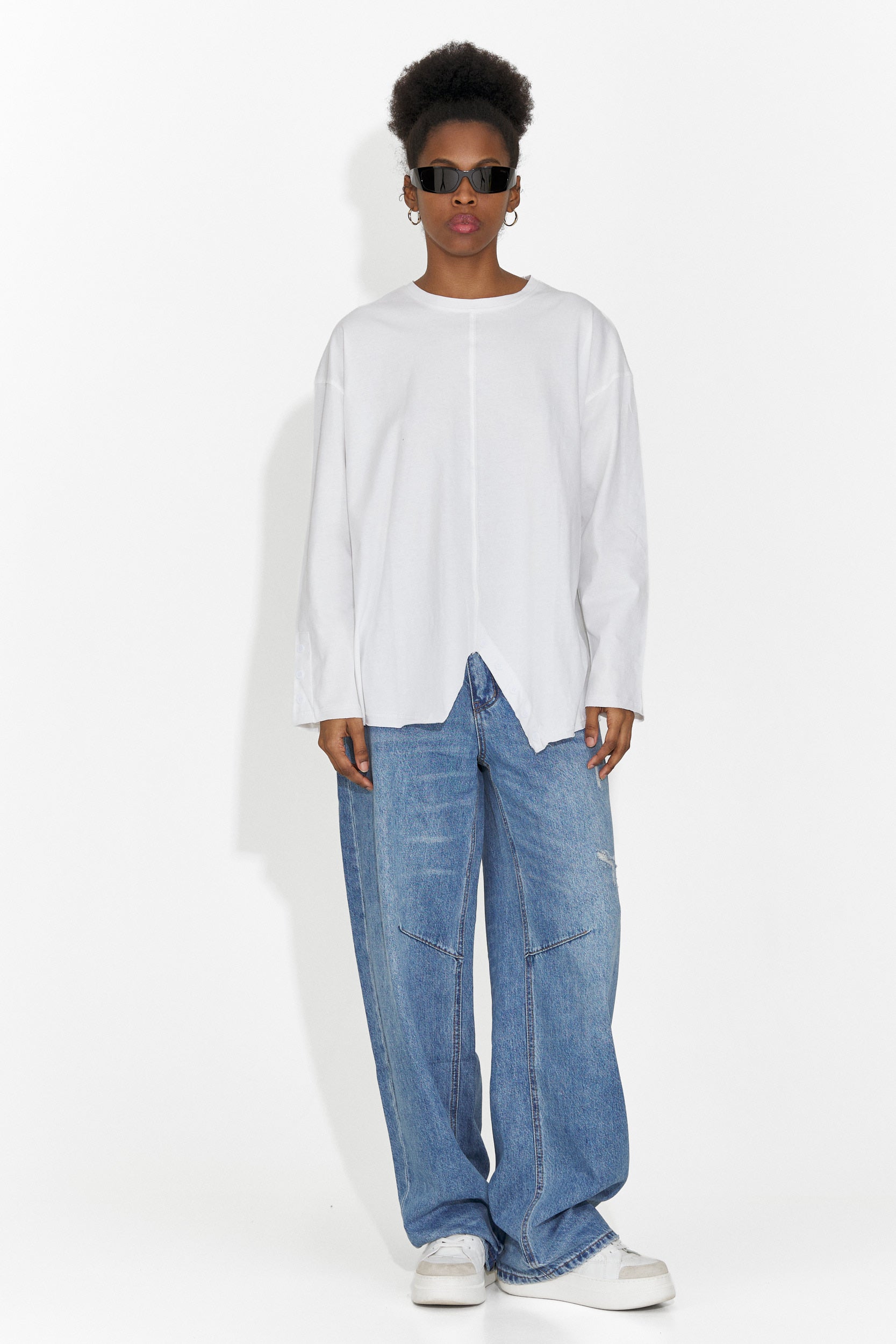 Bluza dama casual alba Chandana Bogas