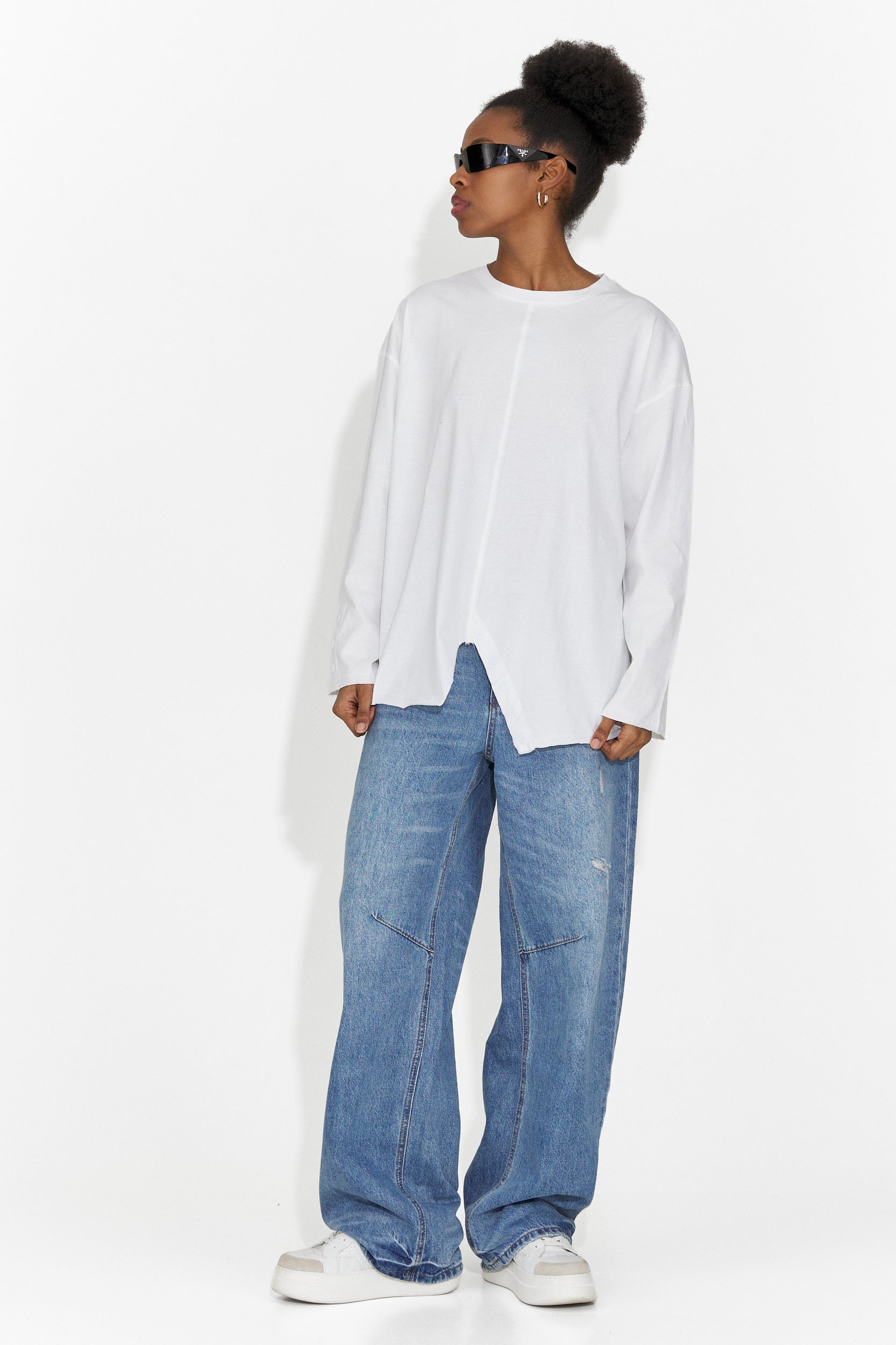 Bluza dama casual alba Chandana Bogas