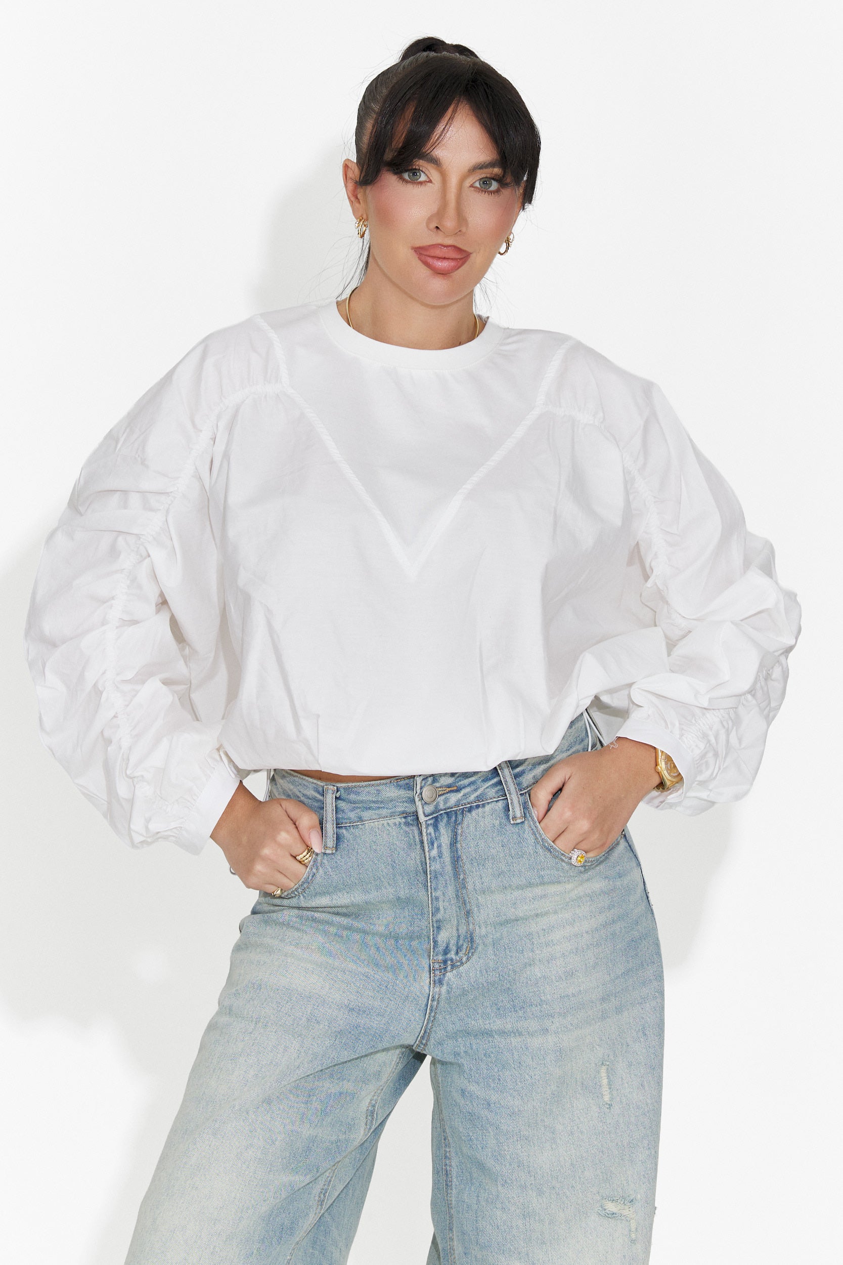 Bluza dama casual alba Donelia Bogas