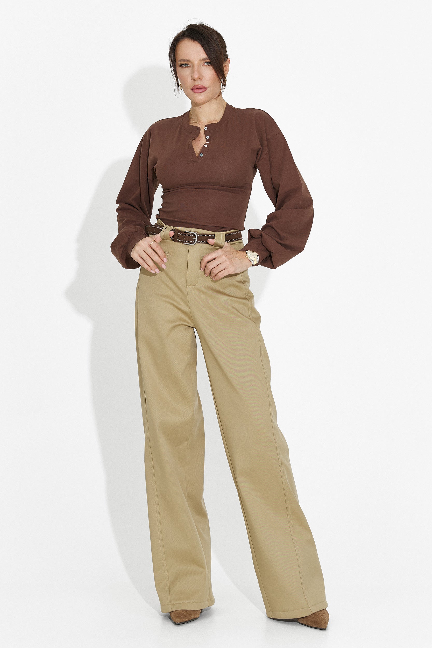 Women's casual brown blouse Tivora Bogas