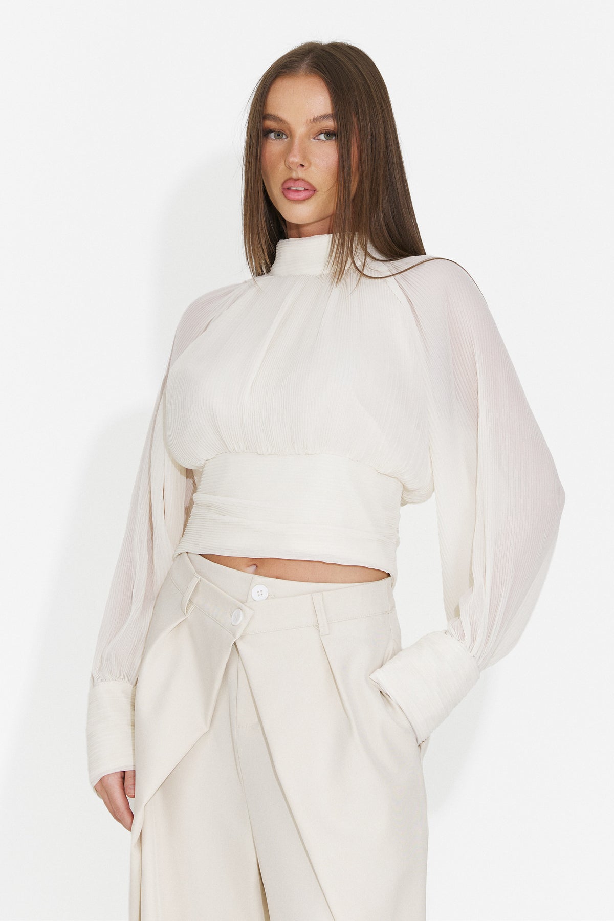 Bluza eleganta bej Zvauiza Bogas