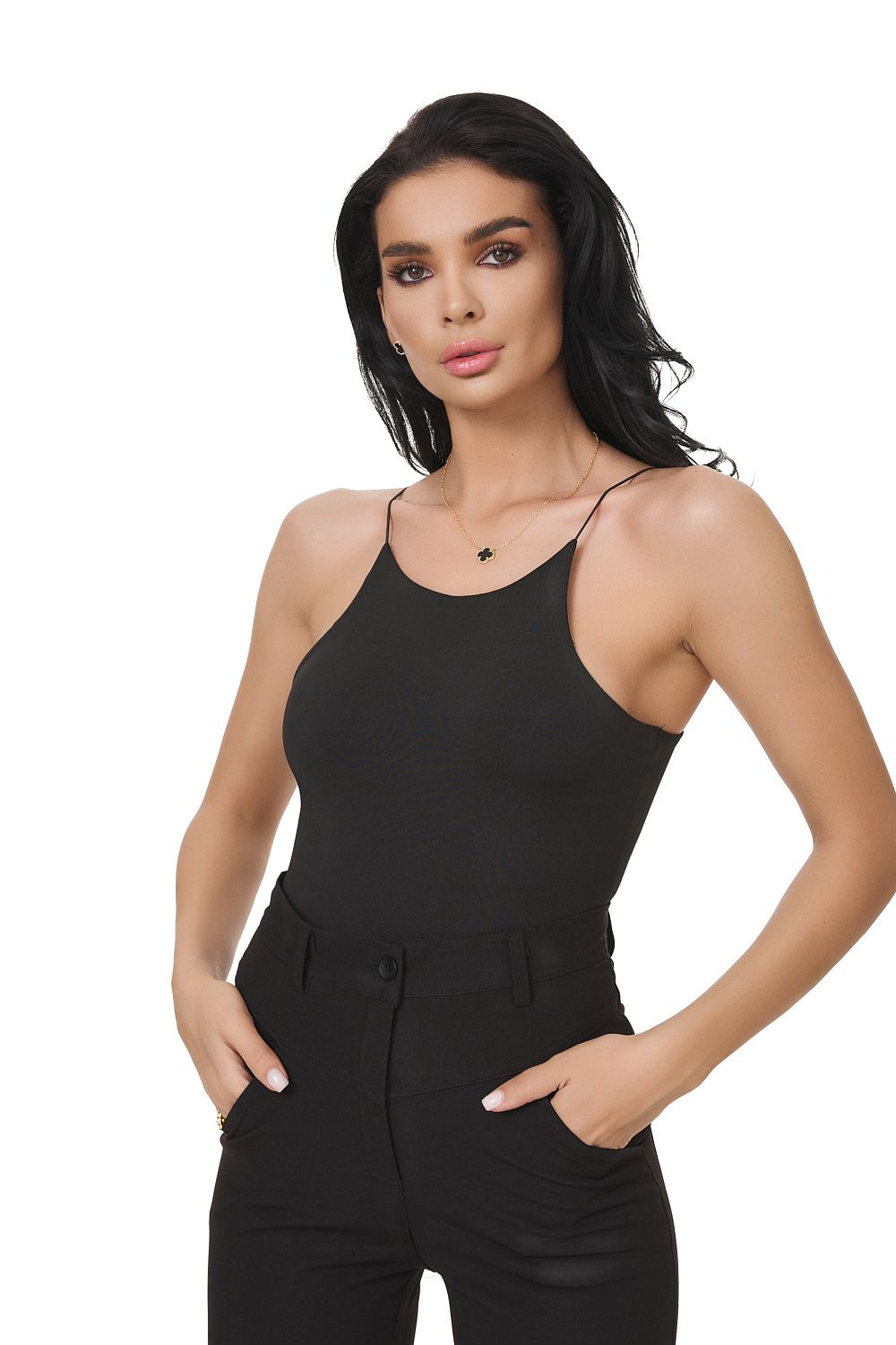 Brayden Bogas black lycra casual lady bodysuit