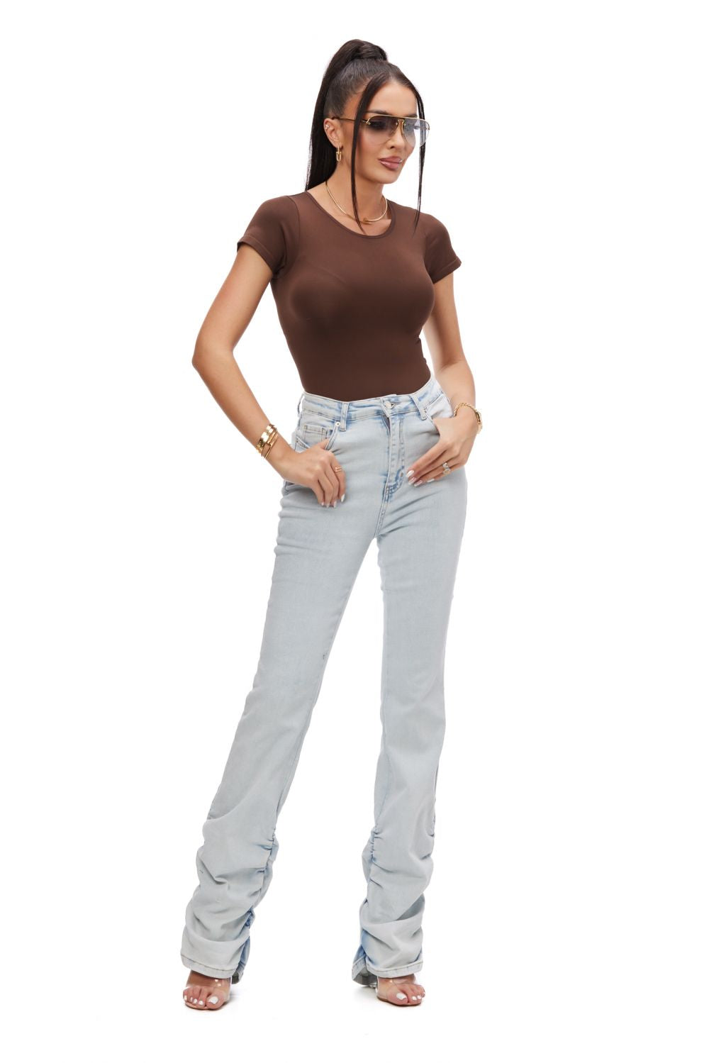 Gipsyna Bogas brown casual modeling bodysuit