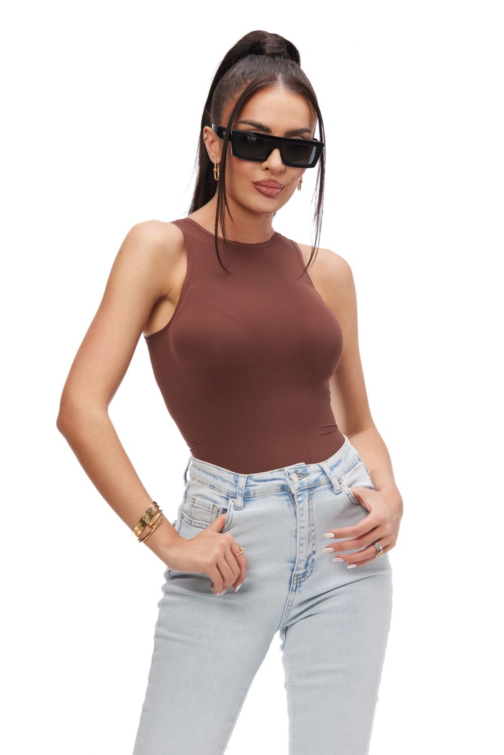 Ladies' casual brown modeling bodysuit Prevus Bogas