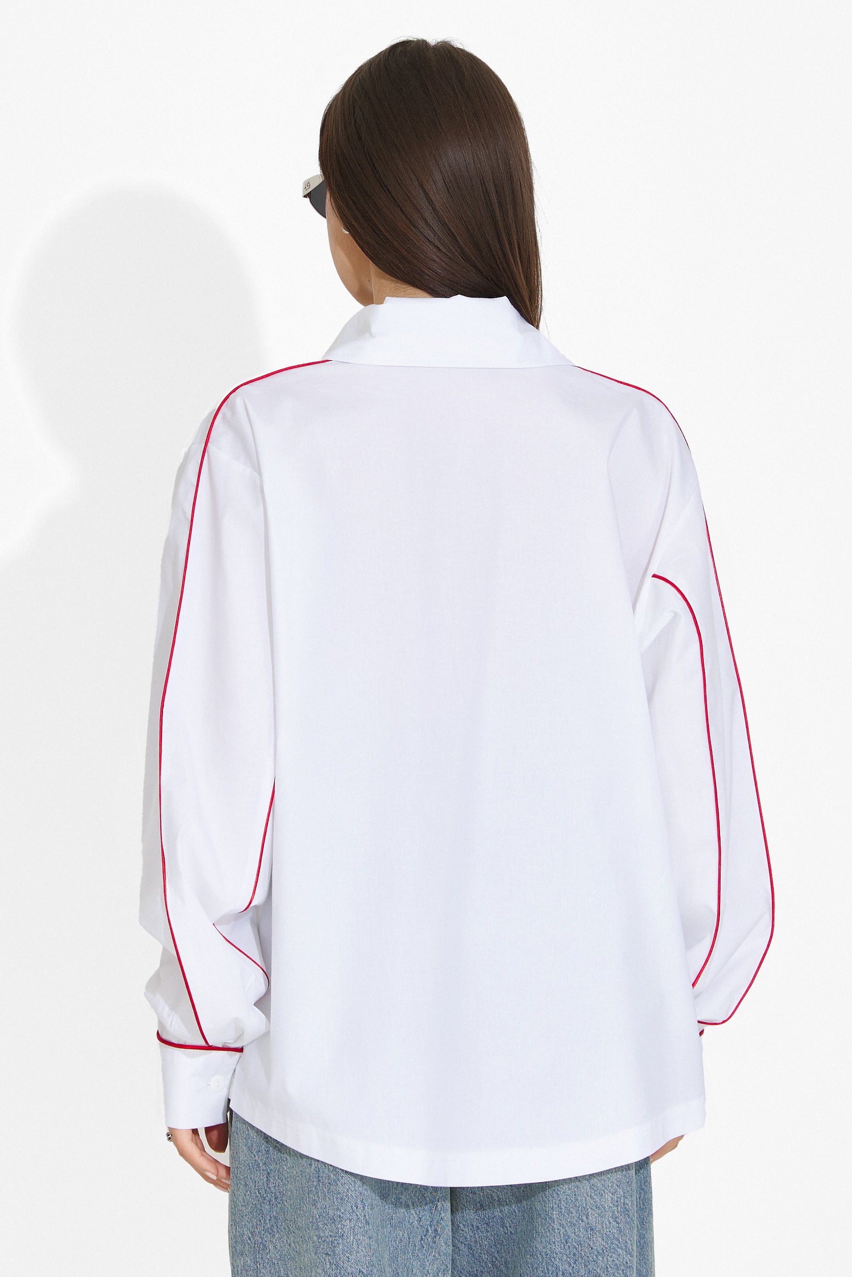 Women's casual white red shirt Laurena Bogas