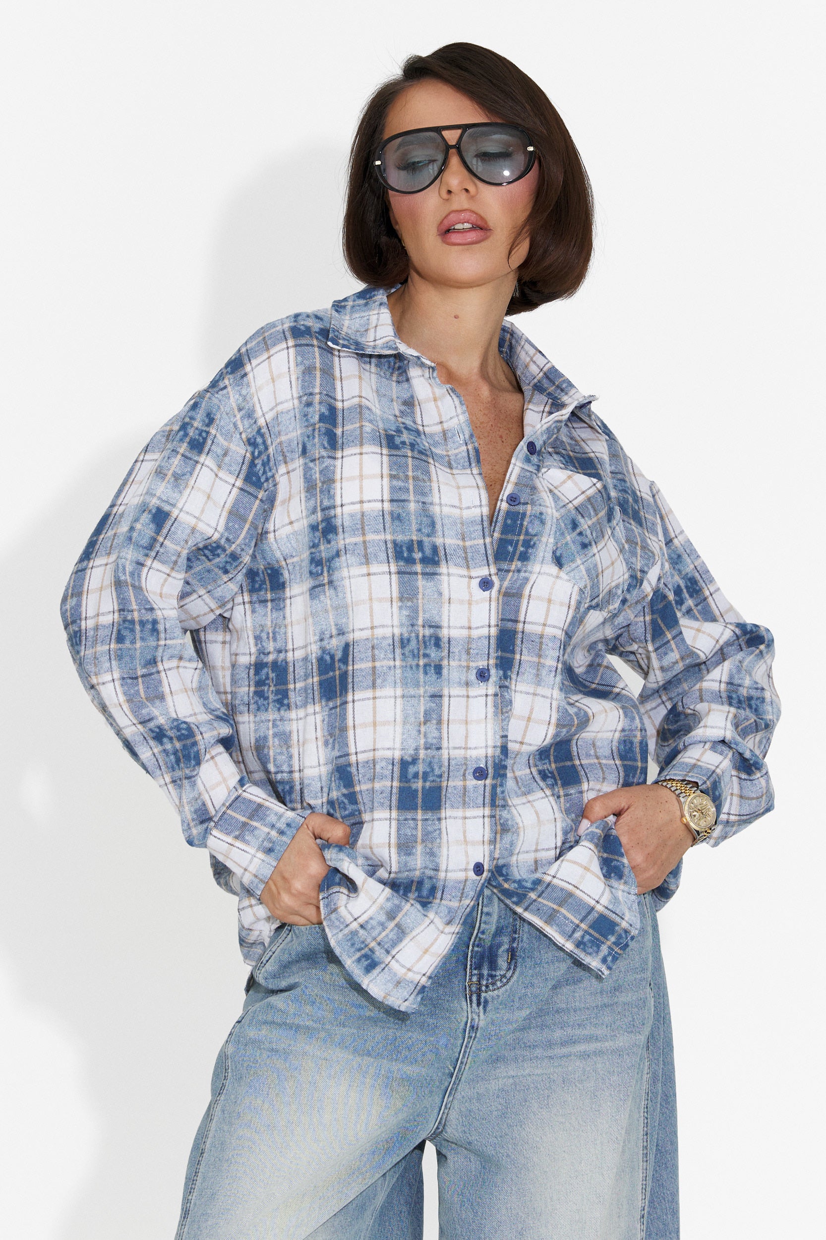 Camasa dama casual bleu Adelyma Bogas