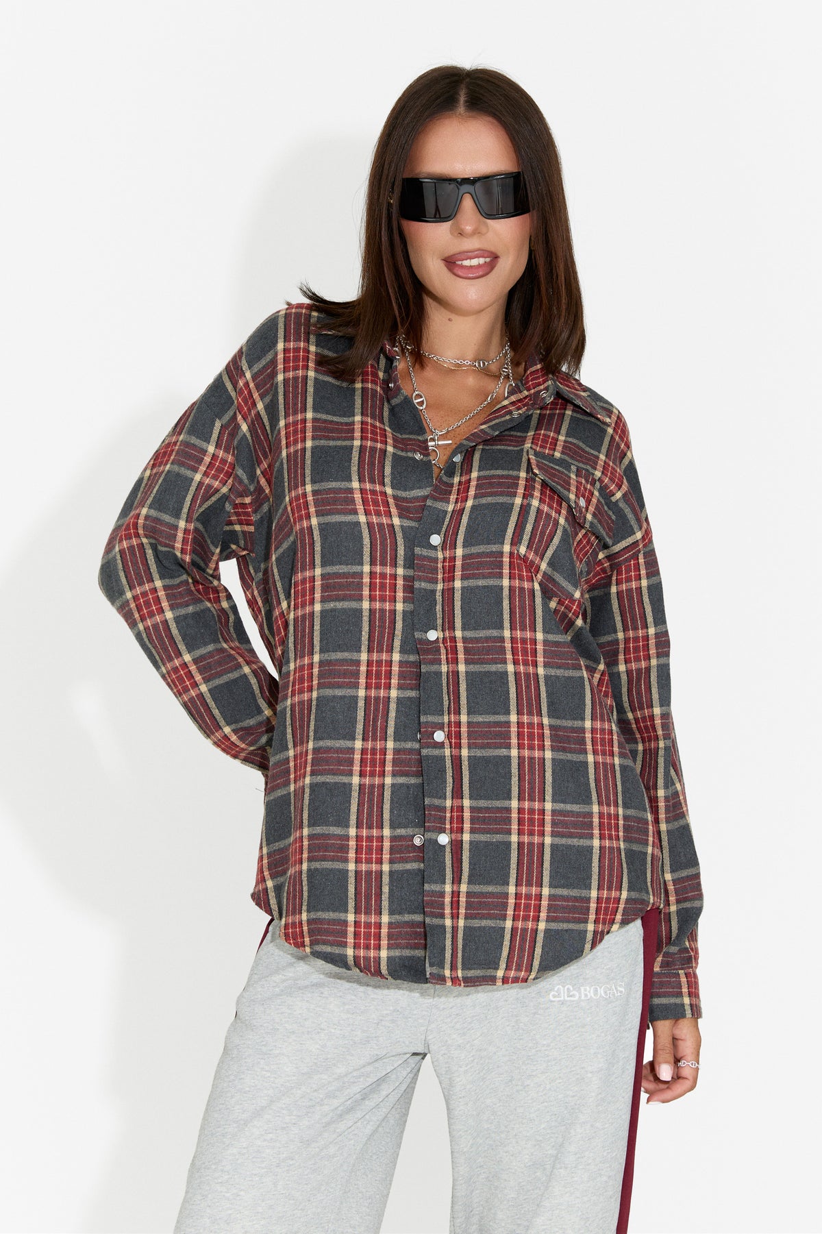 Camasa dama casual burgundy Importas Bogas