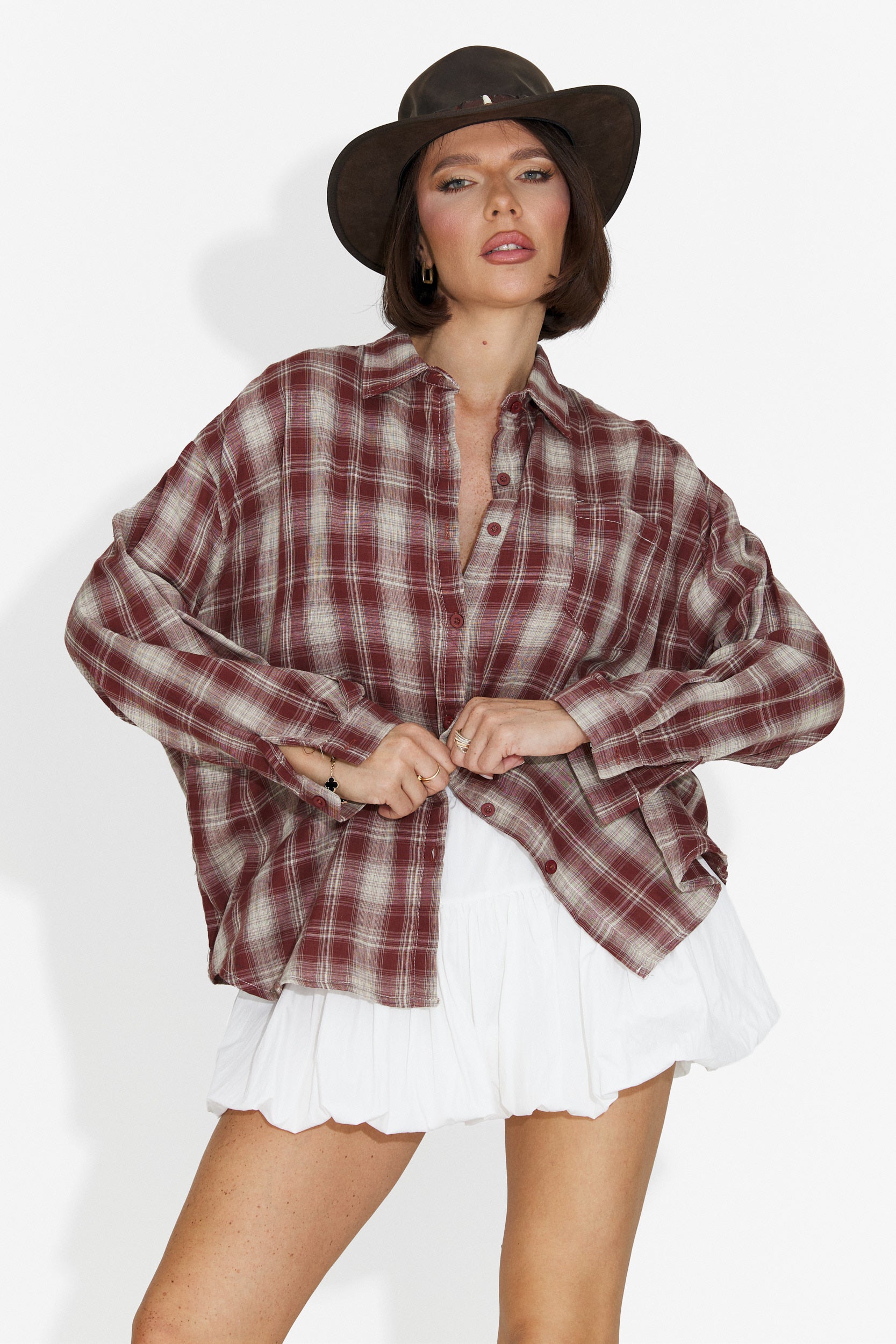 Camasa dama casual burgundy Letiza Bogas