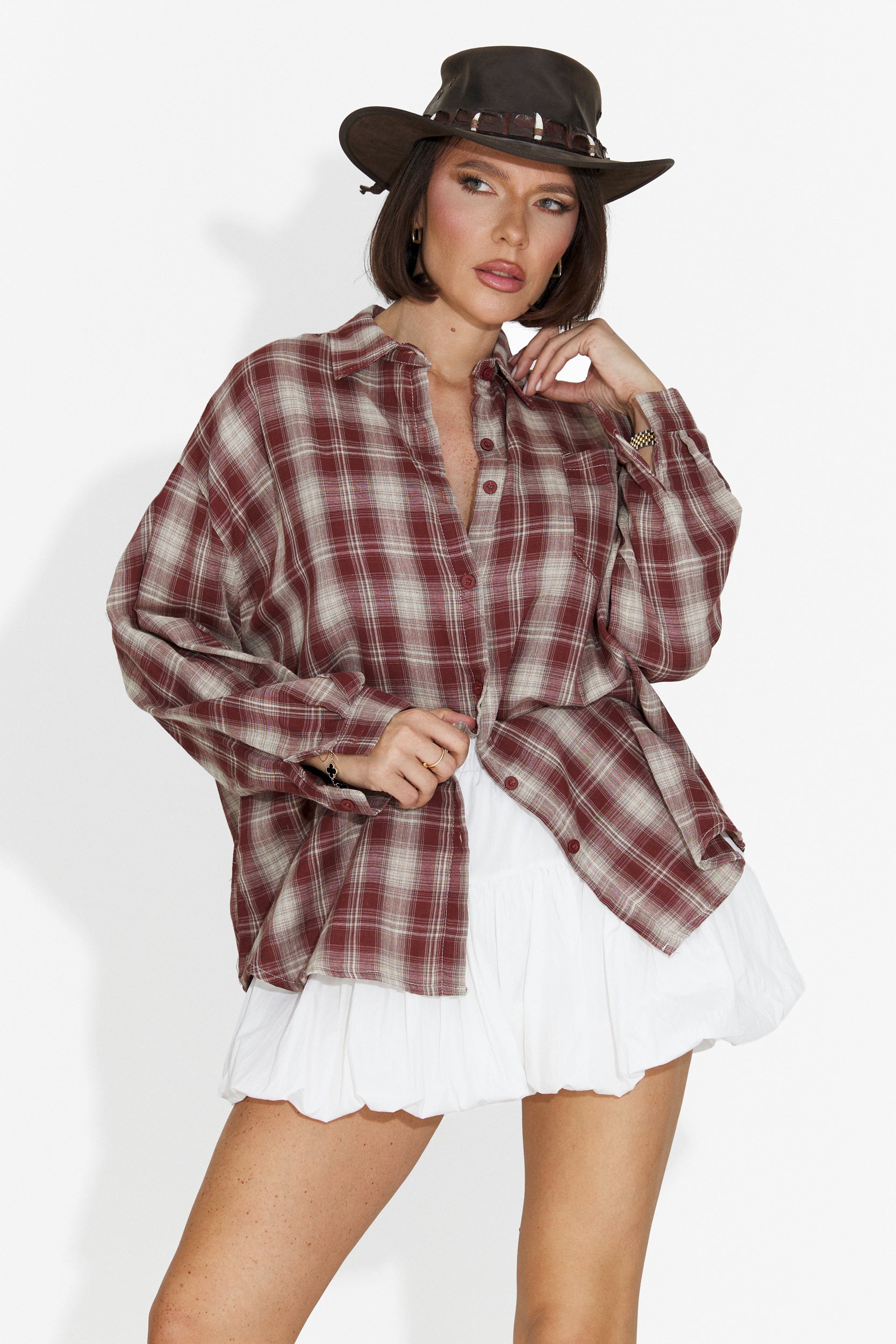 Camasa dama casual burgundy Letiza Bogas
