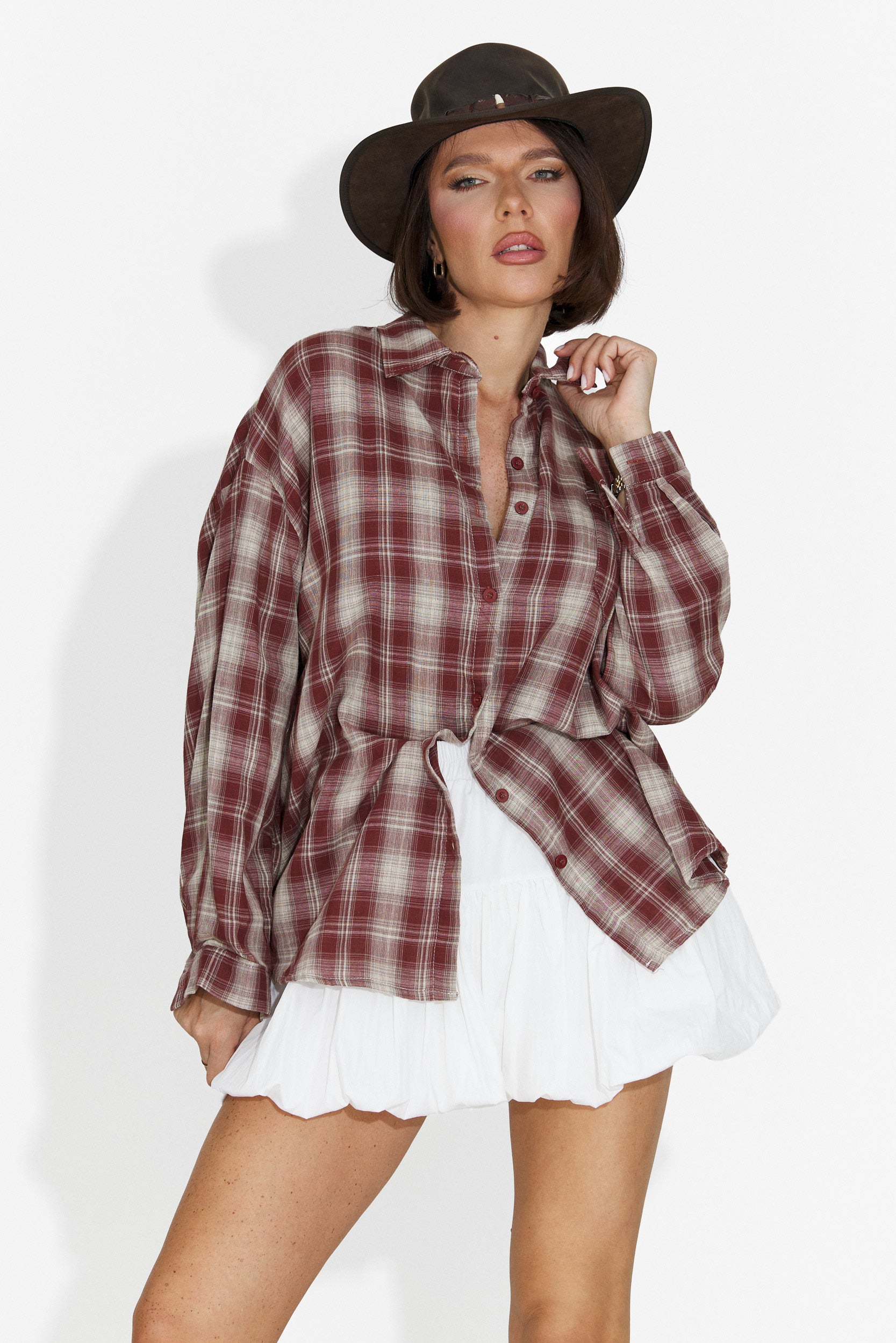 Camasa dama casual burgundy Letiza Bogas